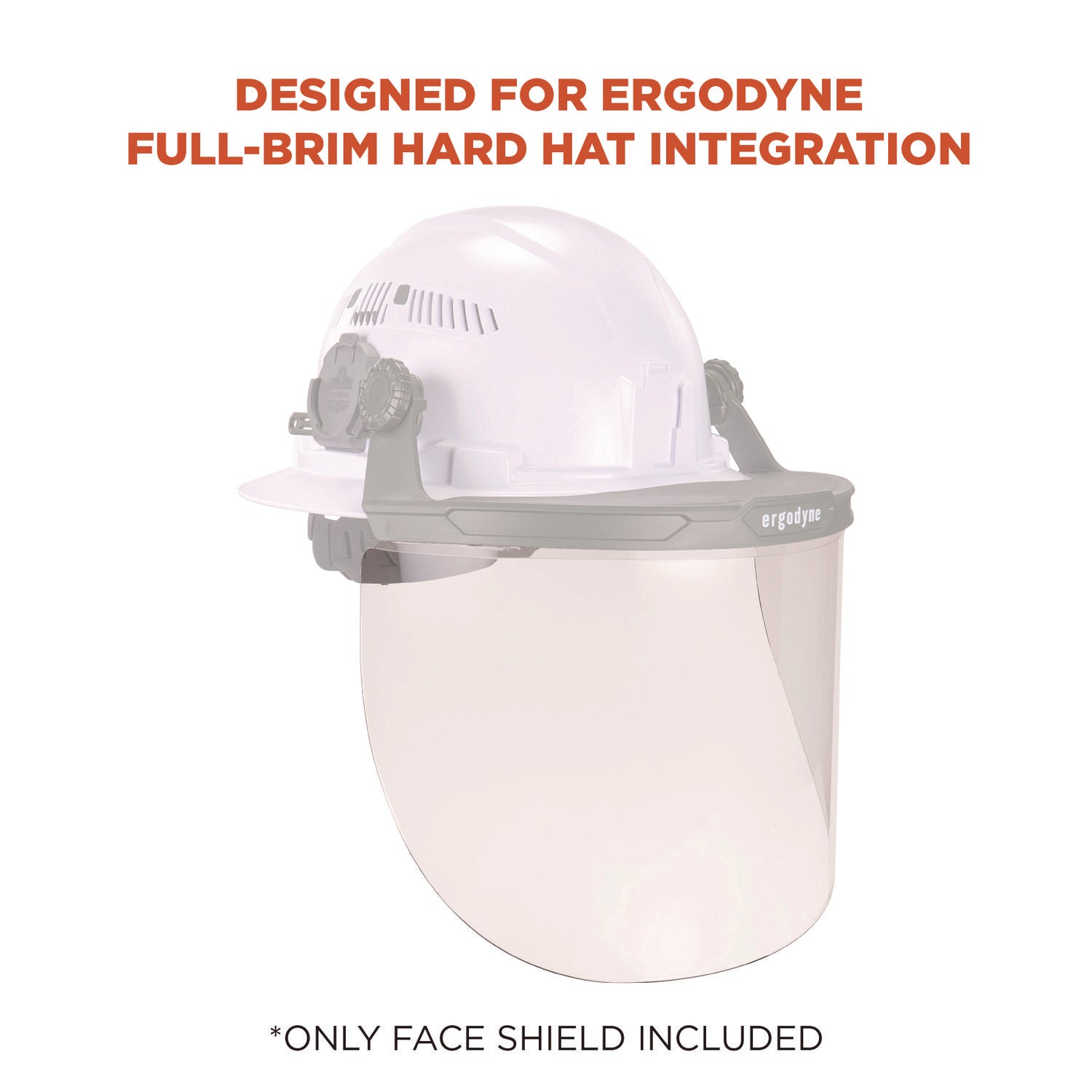 Ergodyne® Skullerz 8998 Anti-Scratch/Anti-Fog Face Shield Replacement for Full Brim Hard Hat, Clear Lens