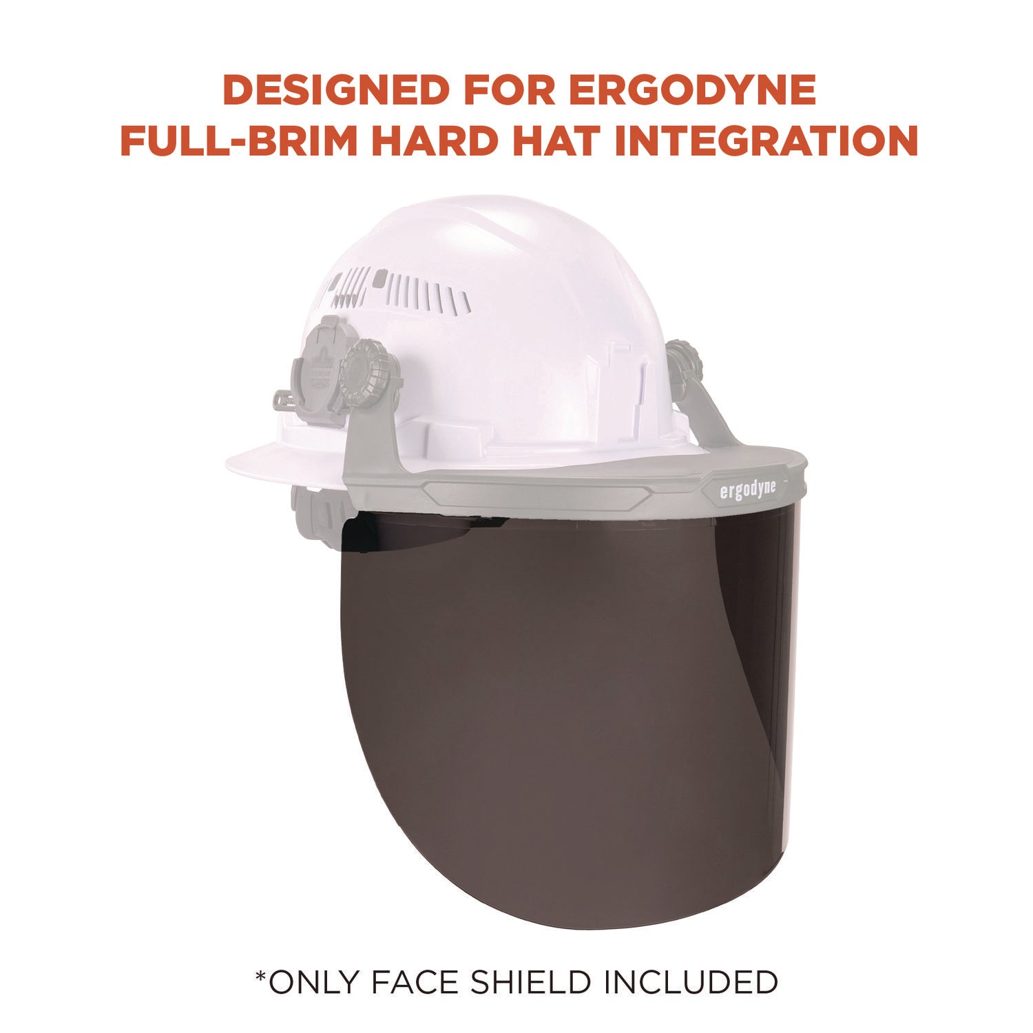 Ergodyne® Skullerz 8998 Anti-Scratch/Anti-Fog Face Shield Replacement for Full Brim Hard Hat, Smoke Lens