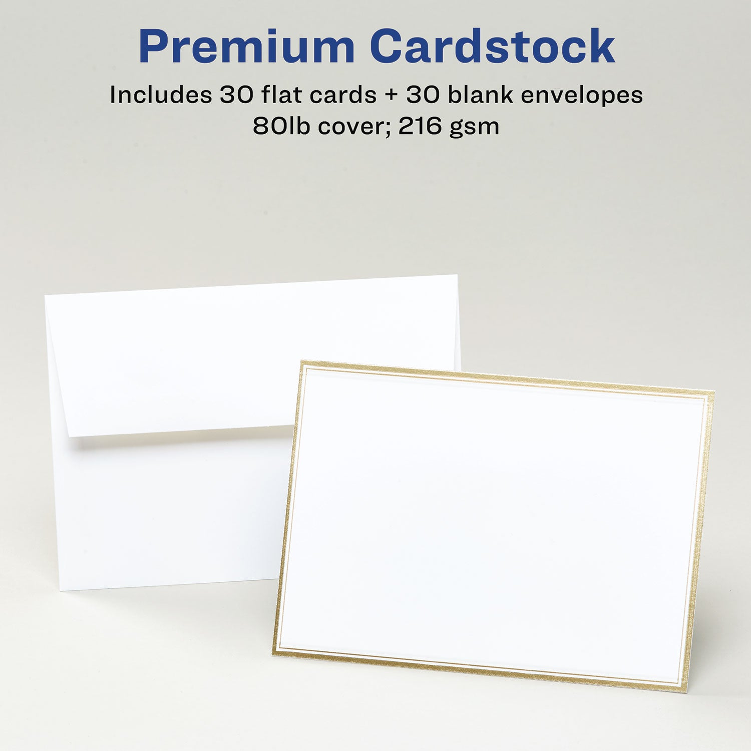 Avery® Invitation Cards with Metallic Border, Inkjet/Laser, 80 lb, 5 x 7, Matte White, 2 Cards/Sheet, 15 Sheets/Pack