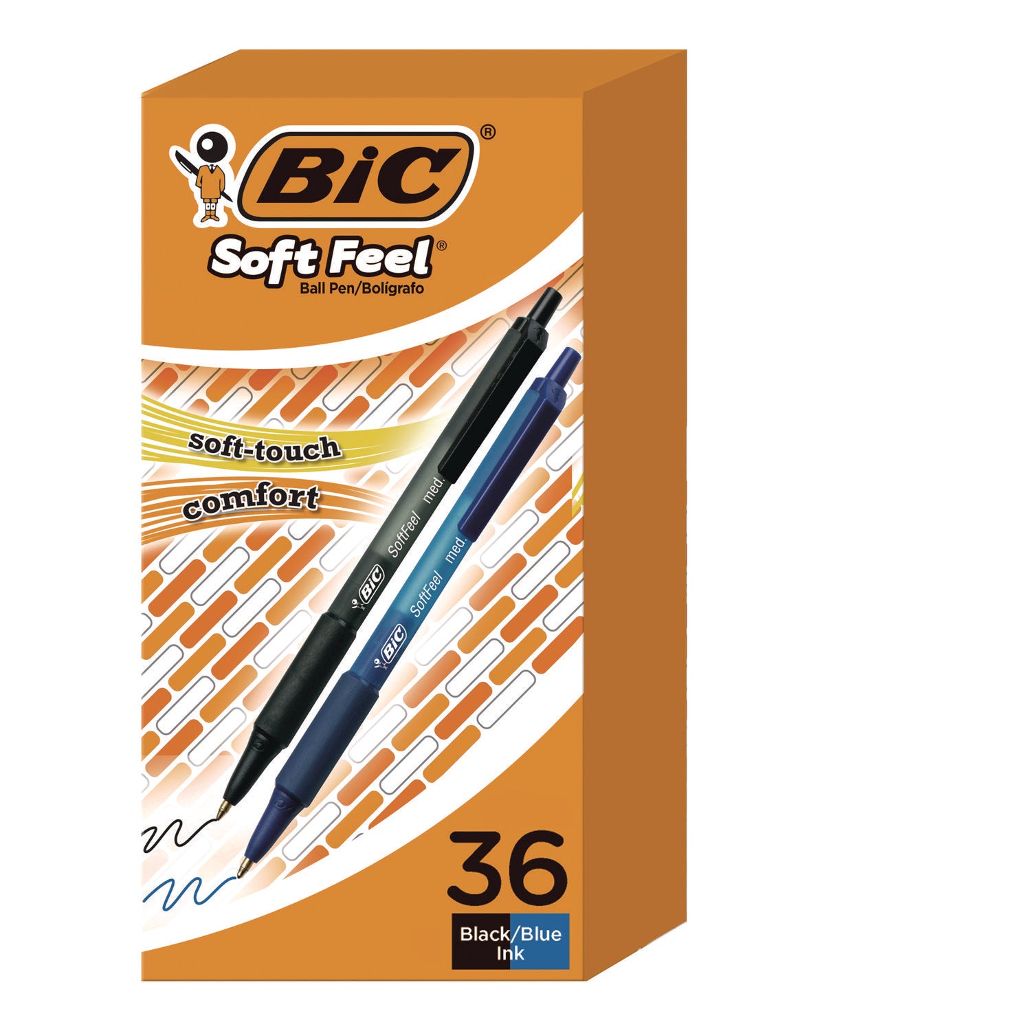 Soft Feel Ballpoint Pen Value Pack, Retractable, Medium 1 mm, Black Ink, Black Barrel, 36/Pack