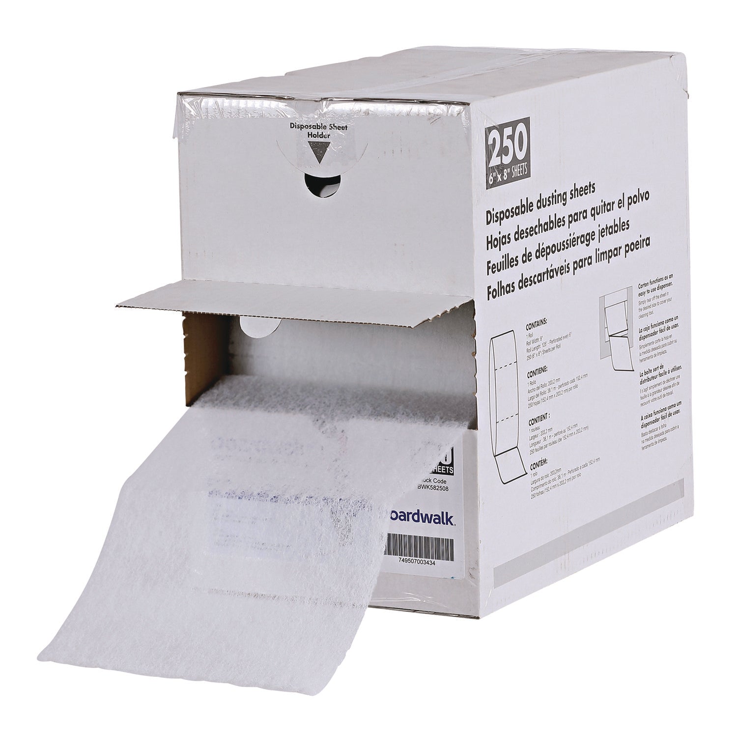 TrapEze Disposable Dusting Sheets, 8" x 125 ft, White, 250 Sheets/Roll,