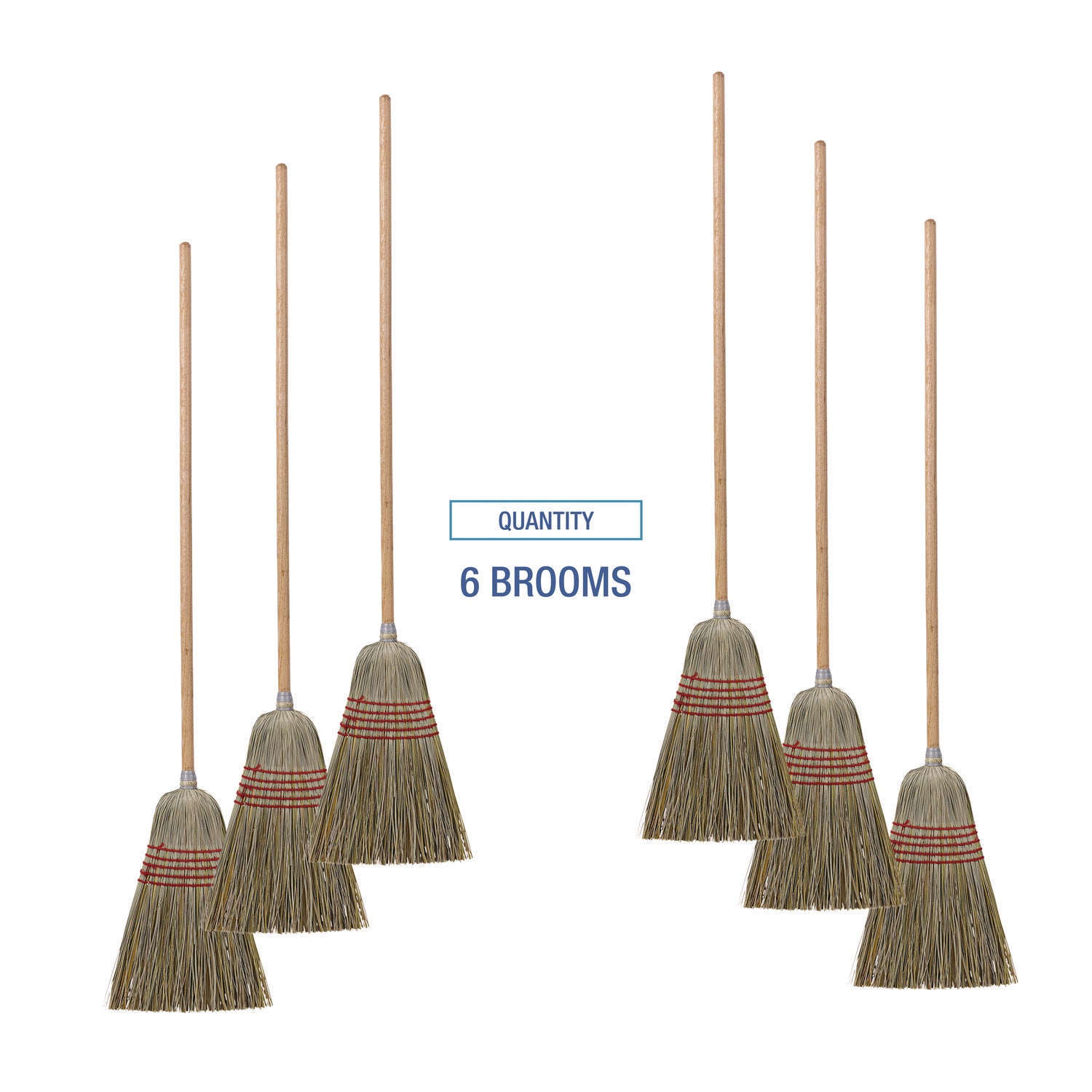 Boardwalk® Corn/Fiber Brooms, Corn/Yucca Bristles, 53.5" Overall Length, Natural, 6/Carton