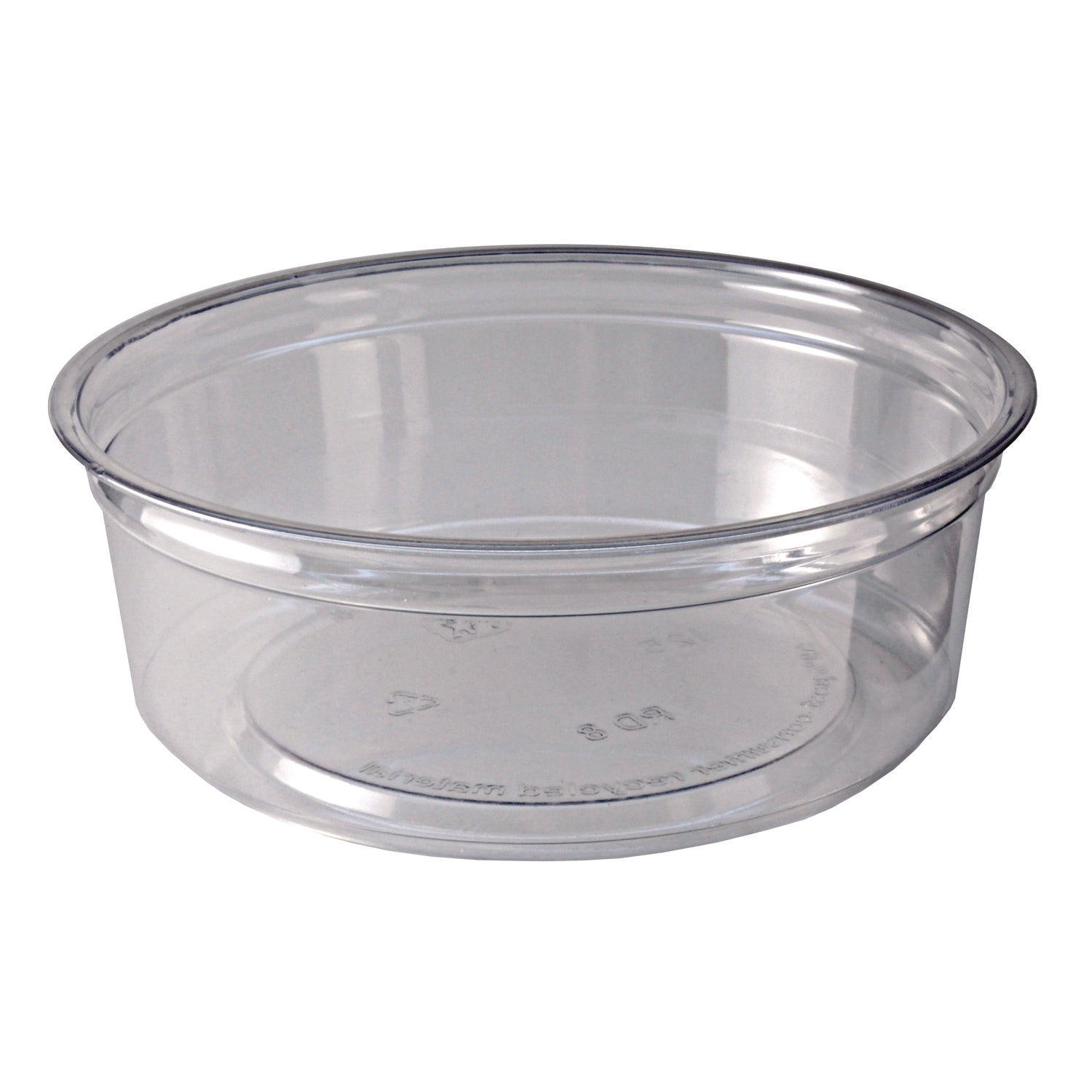 Recycleware Round Deli Container, 8 oz, 4.6" Diameter x 1.7" h, Clear, Plastic, 500/Carton