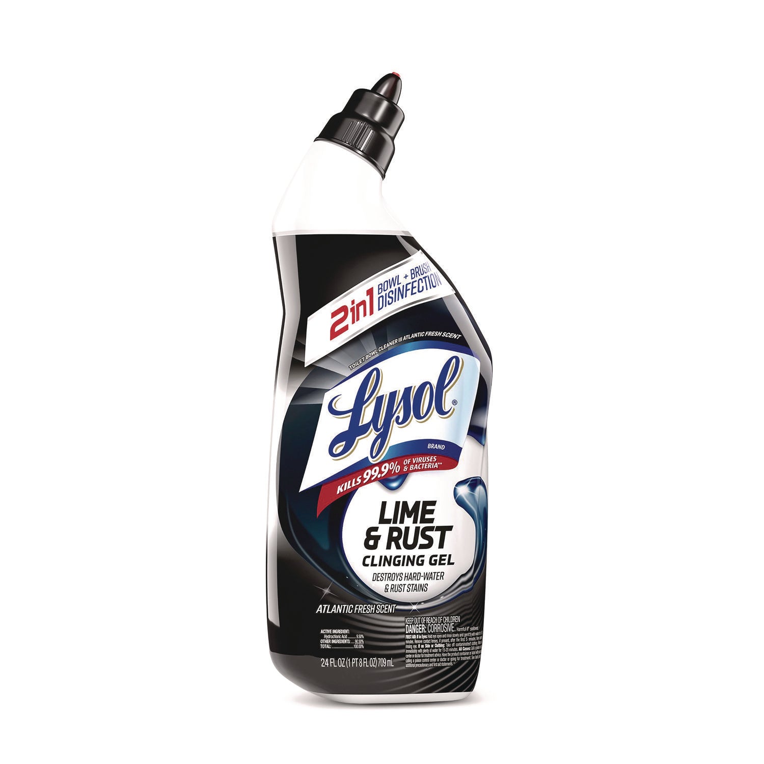 LYSOL® Brand Disinfectant Toilet Bowl Cleaner w/Lime/Rust Remover, Atlantic Fresh, 24 oz, 9/Carton