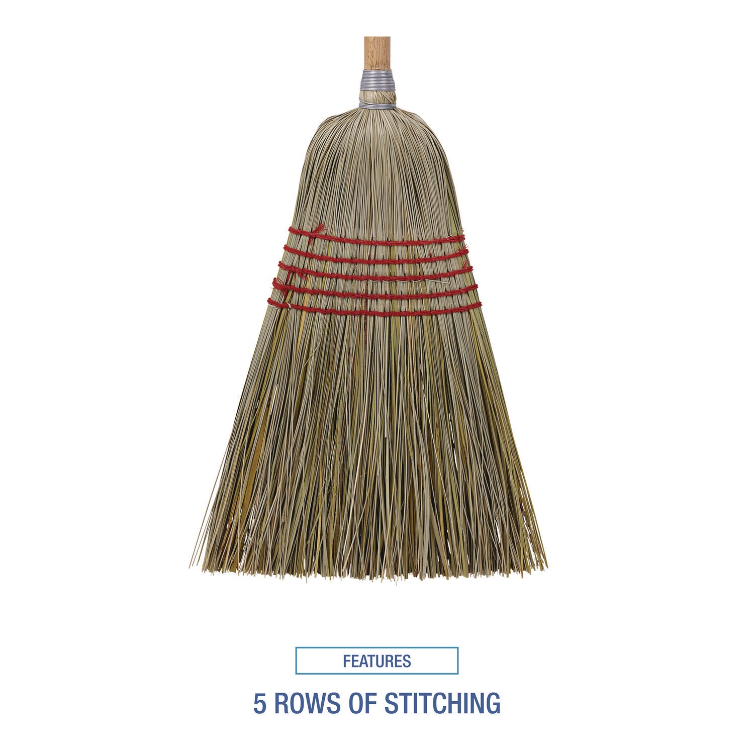 Boardwalk® Corn/Fiber Brooms, Corn/Yucca Bristles, 53.5" Overall Length, Natural, 6/Carton