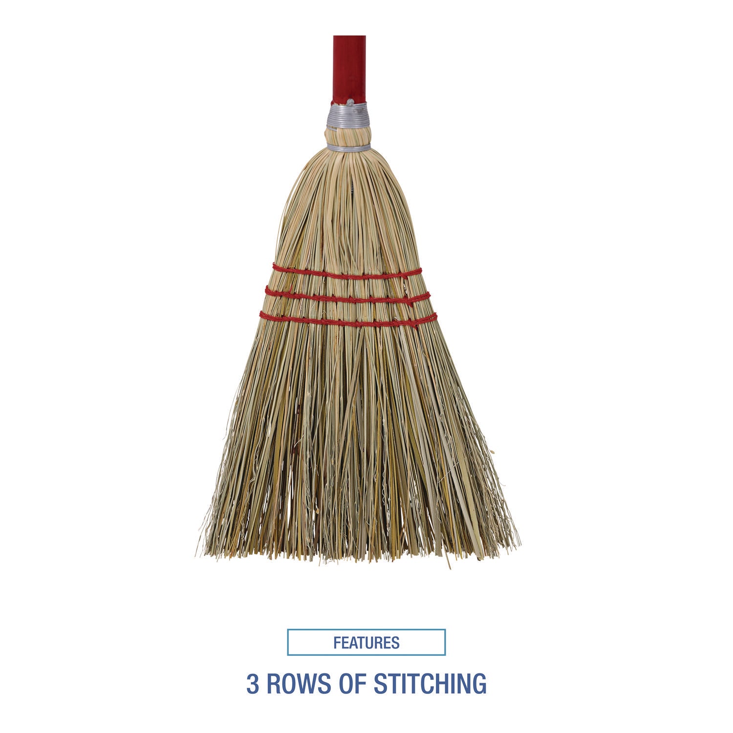 Boardwalk® Corn/Fiber Brooms, Corn/Synthetic Fiber Bristles, 36" Overall Length, Gray/Natural, 12/Carton