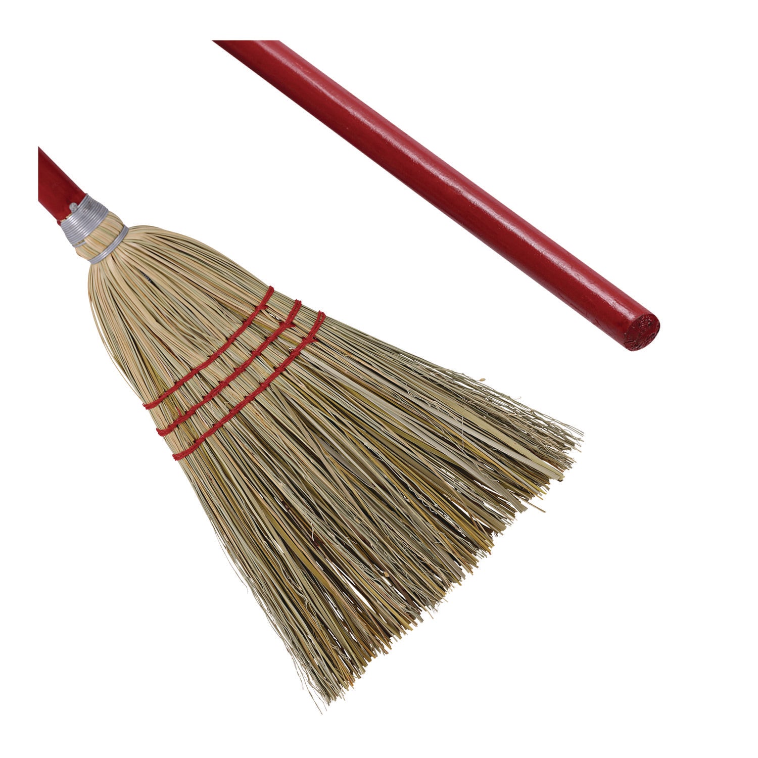 Boardwalk® Corn/Fiber Brooms, Corn/Synthetic Fiber Bristles, 36" Overall Length, Gray/Natural, 12/Carton