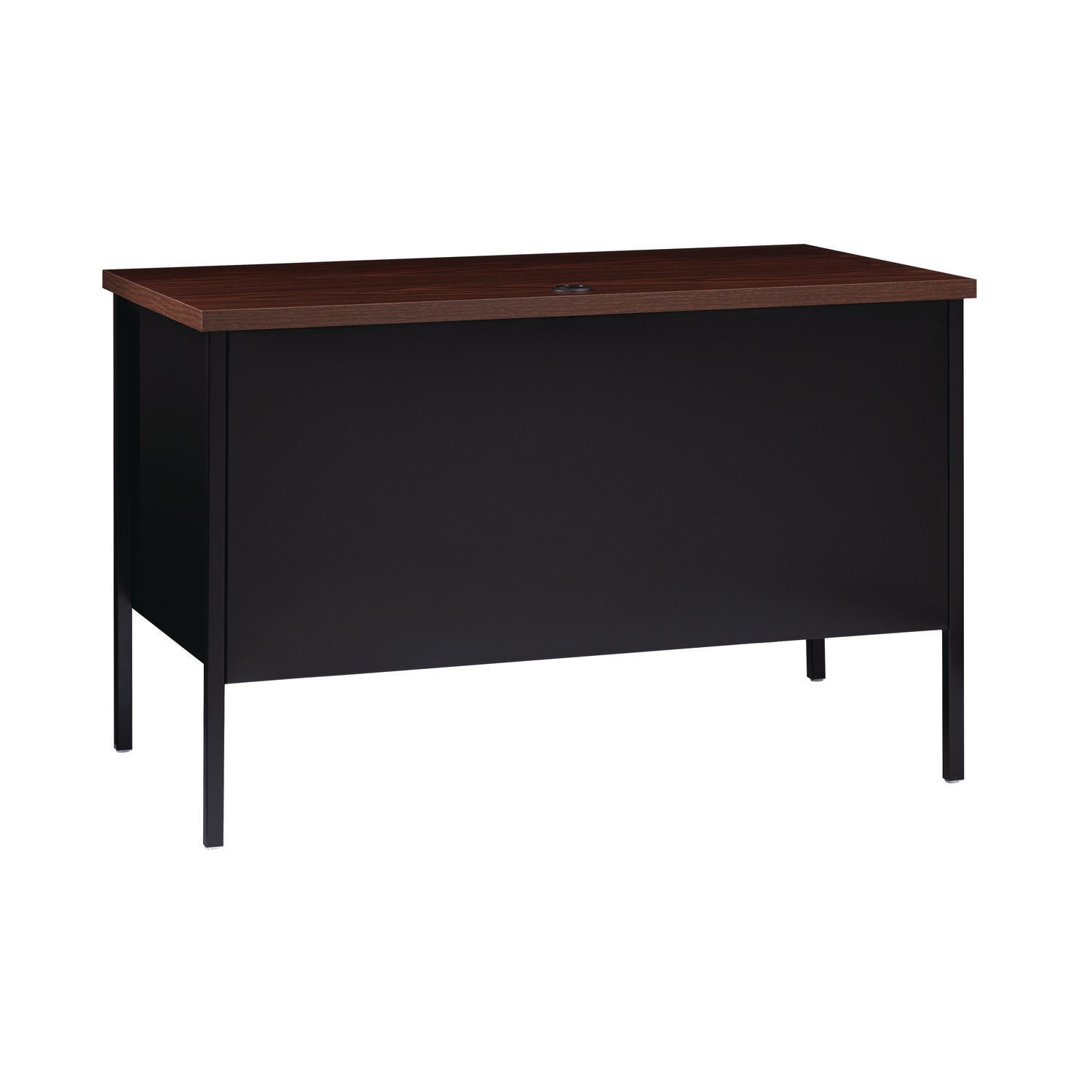 Single Pedestal Steel Desk, 45" x 24" x 29.5", Mocha/Black, Black Legs Alera® Flipcost