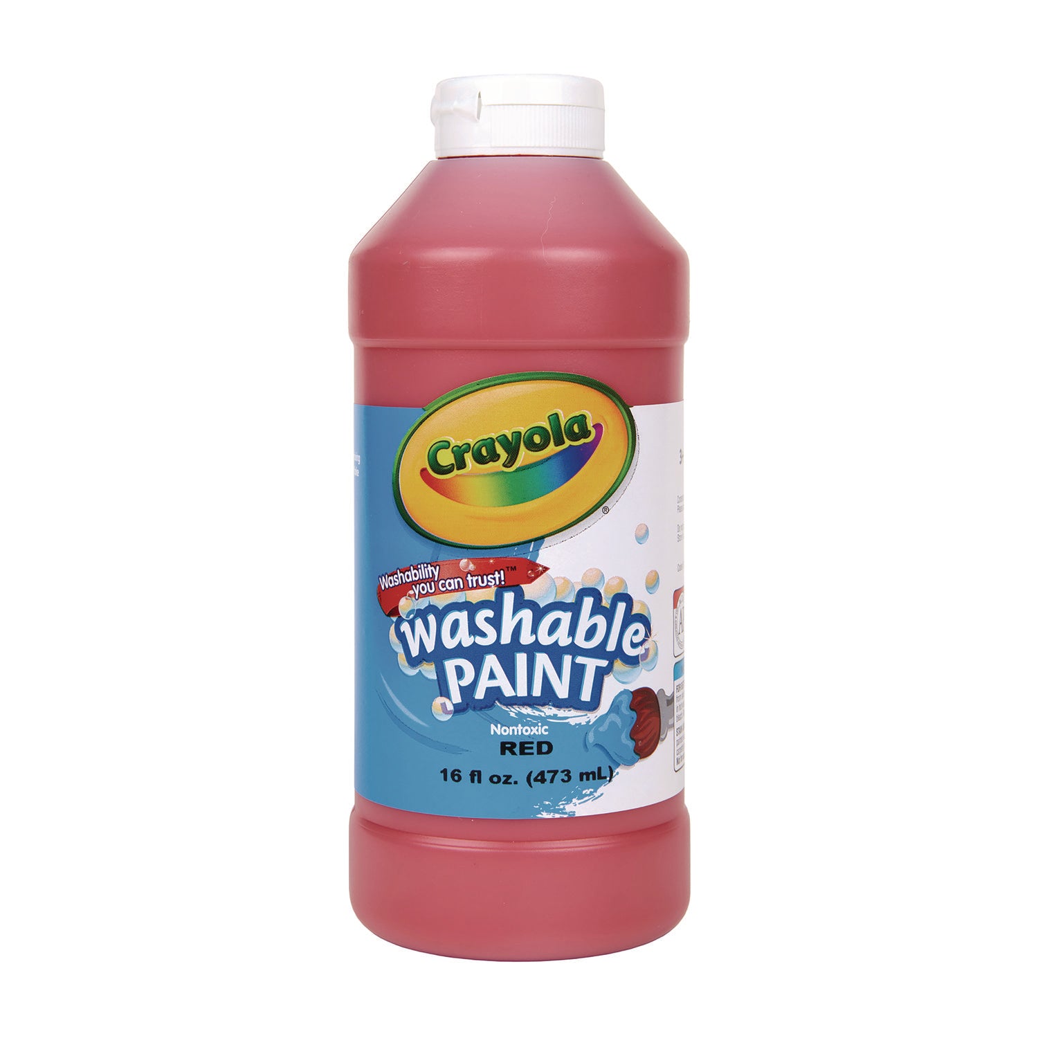 Washable Paint, Red, 16 oz Bottle