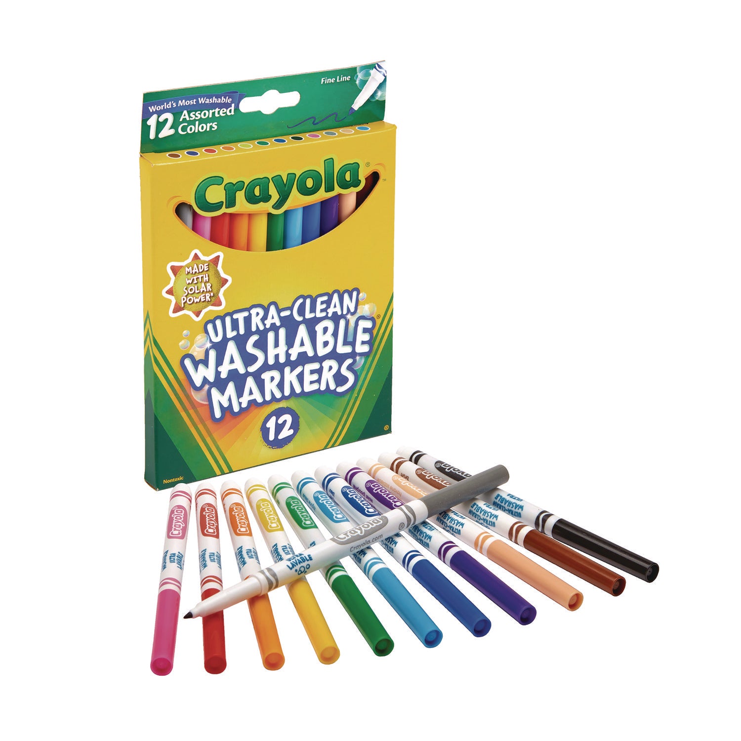 Ultra-Clean Washable Markers, Fine Bullet Tip, Assorted Colors, Dozen