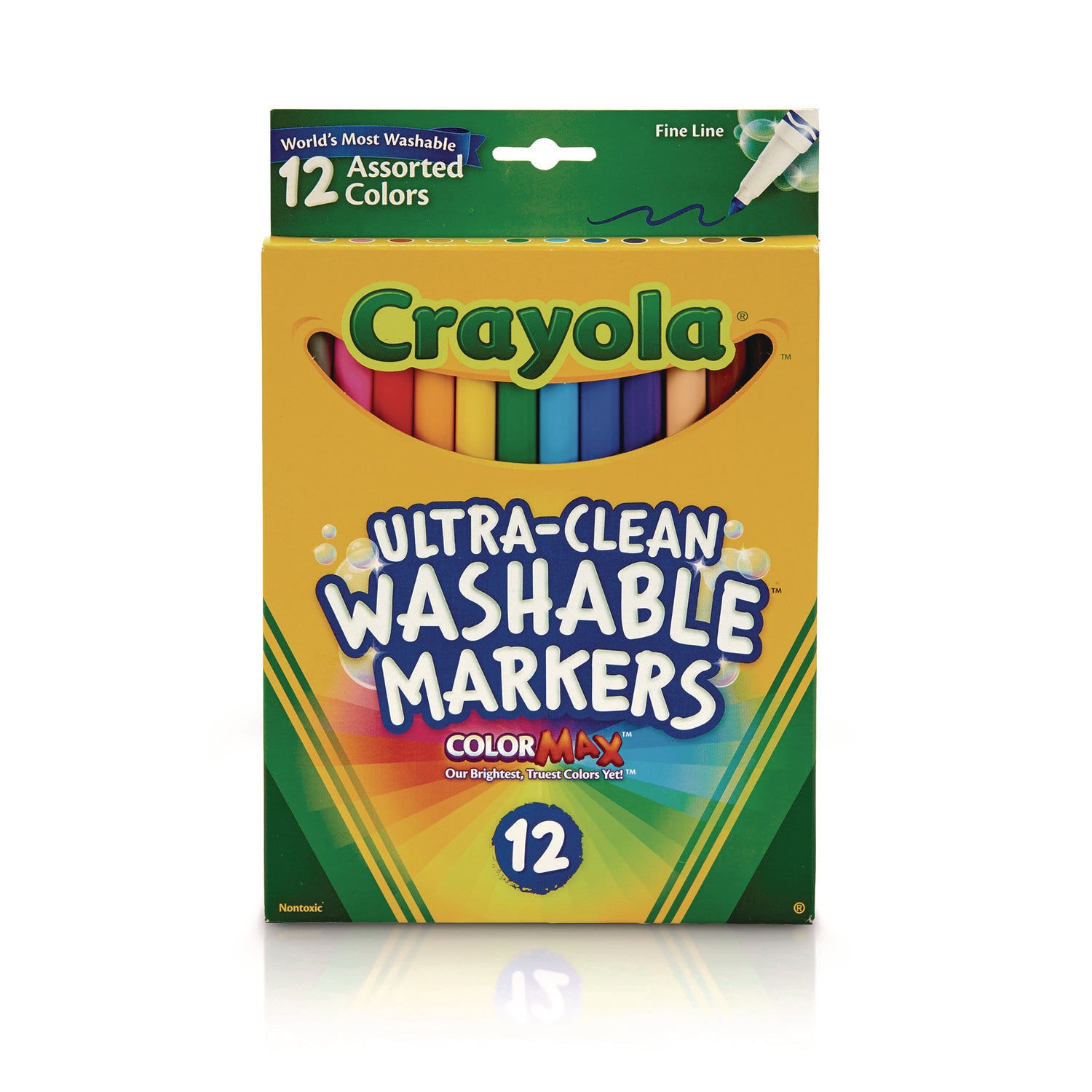 Crayola® Ultra-Clean Washable Markers, Fine Bullet Tip, Assorted Colors, Dozen