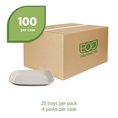 Eco-Products® Regalia Renewable Sugarcane Tray, 9.06 x 14.37, White, Sugarcane,100/Carton - Flipcost
