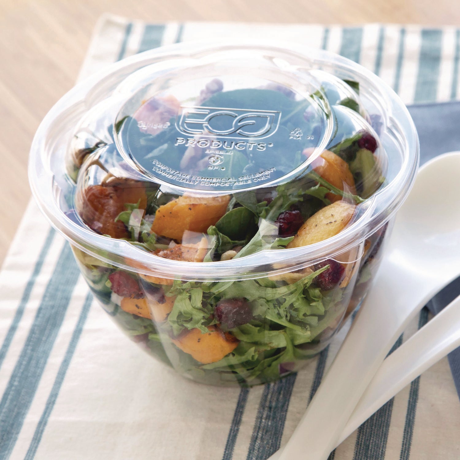 Eco-Products® Salad Bowls, 48 oz, 6.69" Diameter x 4.38"h, Clear, Plastic, 300/Carton