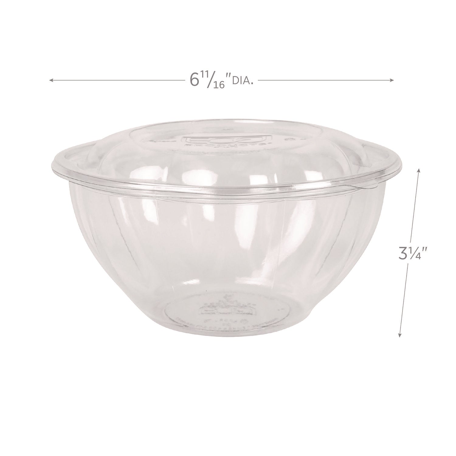 Eco-Products® Renewable and Compostable Salad Bowls with Lids, 32 oz, Clear, Plastic, 50/Pack, 3 Packs/Carton