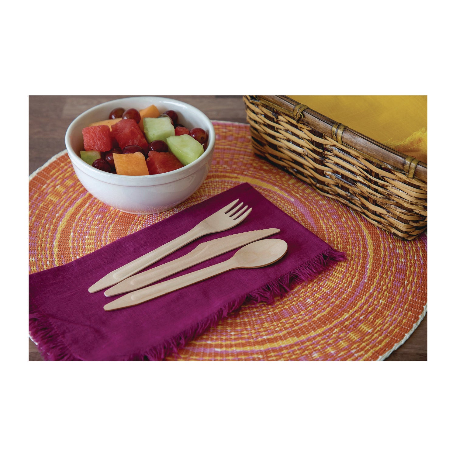 Eco-Products® Wood Cutlery, Fork/Knife/Spoon/Napkin, Natural, 500/Carton