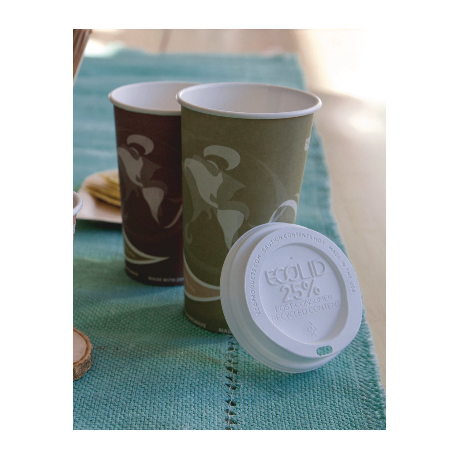 Eco-Products® EcoLid 25% Recycled Content Hot Cup Lid, White, Fits 10 oz to 20 oz Cups, 100/Pack, 10 Packs/Carton