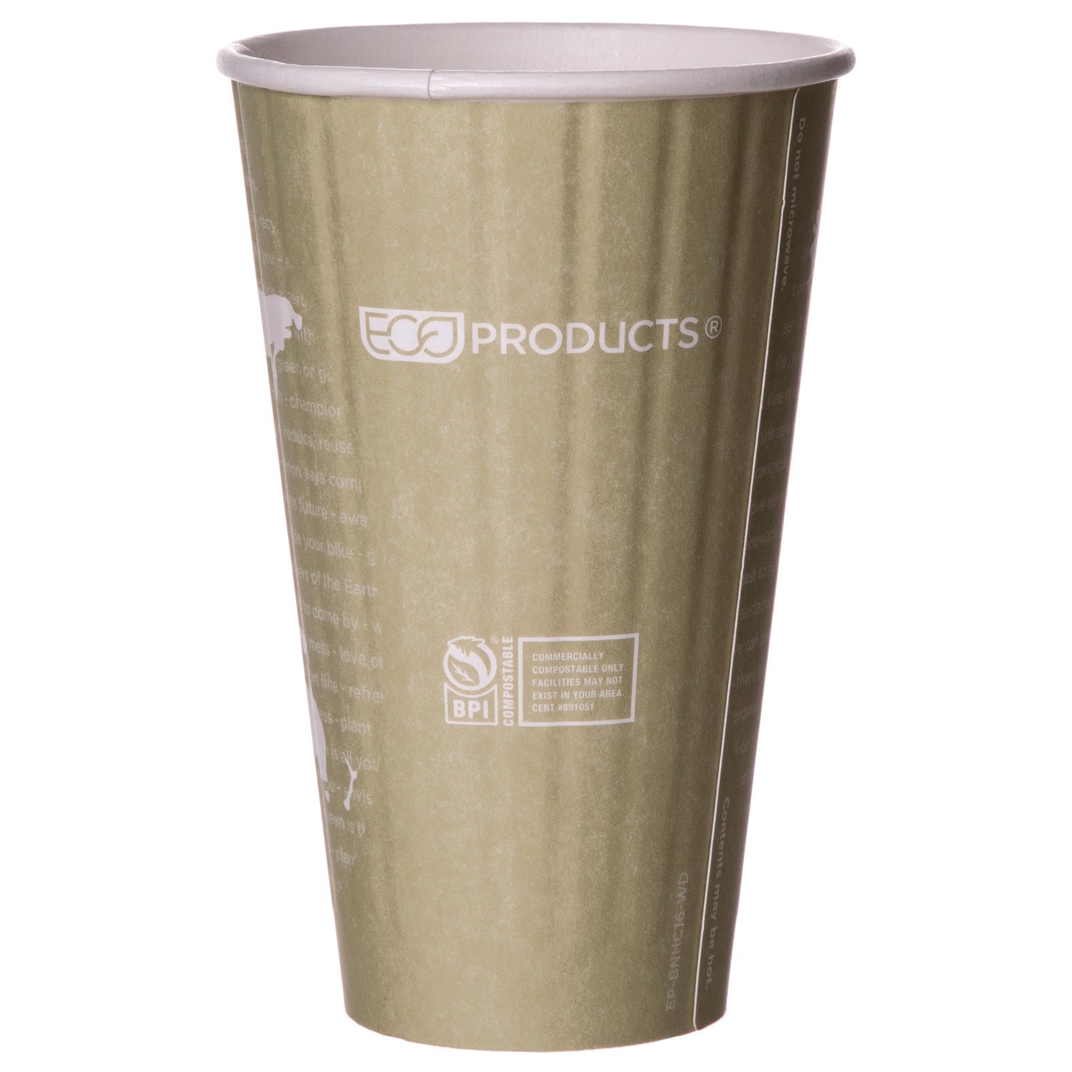 Eco-Products® World Art Renewable and Compostable Insulated Hot Cups, PLA, 16 oz, 40/Packs, 15 Packs/Carton