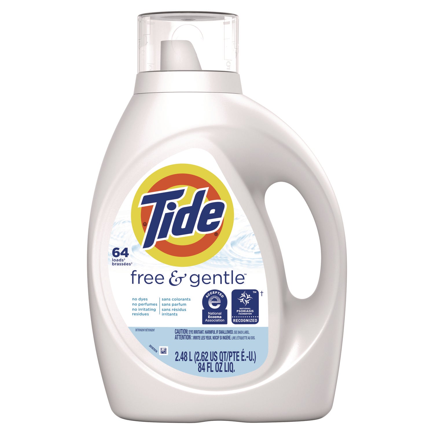 Free and Gentle Liquid Laundry Detergent, 64 Loads, 84 oz Bottle, 4/Carton