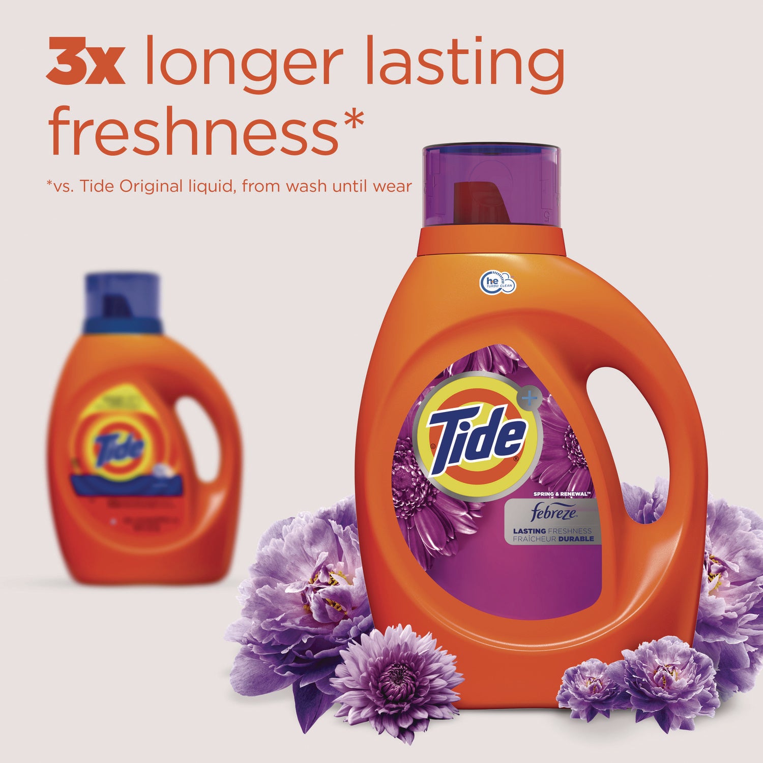 Tide® Plus Febreze Liquid Laundry Detergent, Spring and Renewal, 84 oz Bottle, 4/Carton