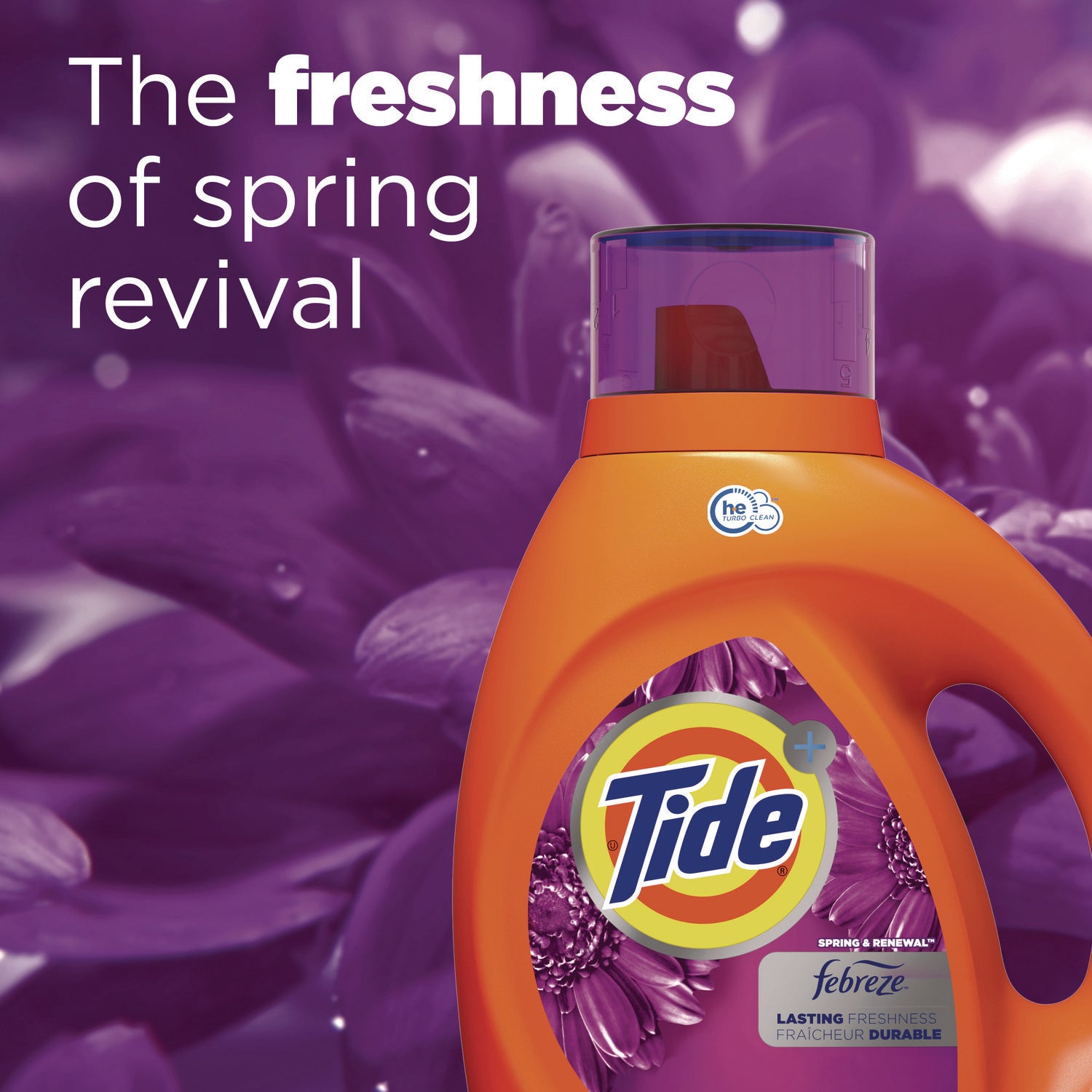 Tide® Plus Febreze Liquid Laundry Detergent, Spring and Renewal, 84 oz Bottle, 4/Carton