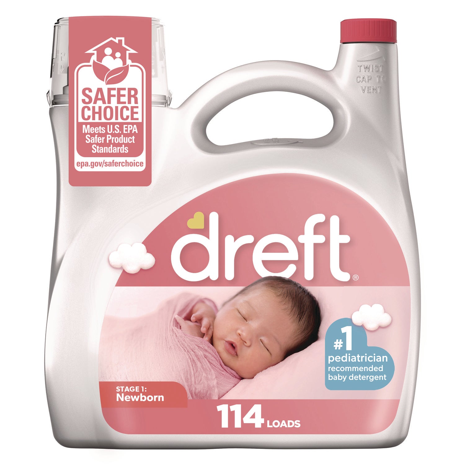 Dreft® Ultra Laundry Detergent, Baby Powder Scent, 150 oz Bottle, 4/Carton