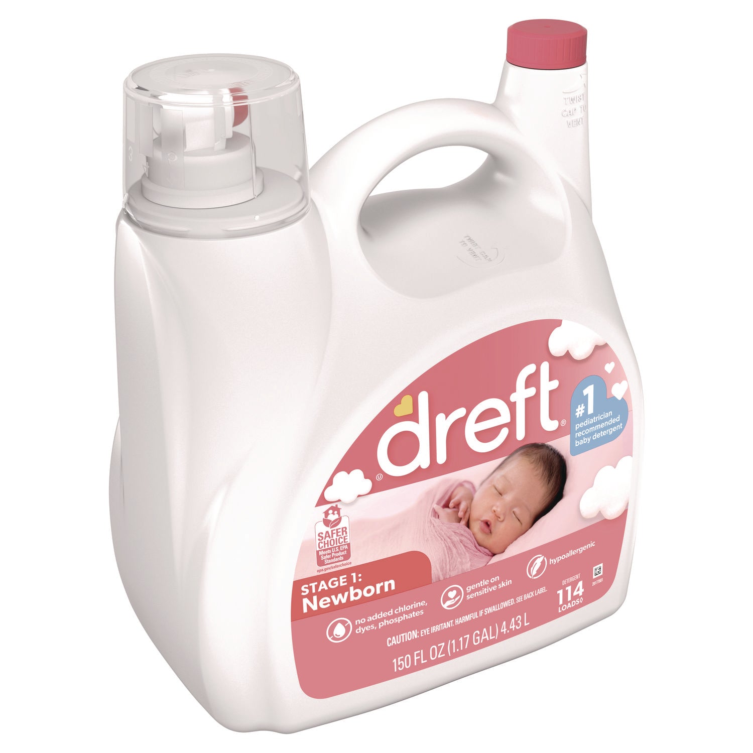 Dreft® Ultra Laundry Detergent, Baby Powder Scent, 150 oz Bottle, 4/Carton