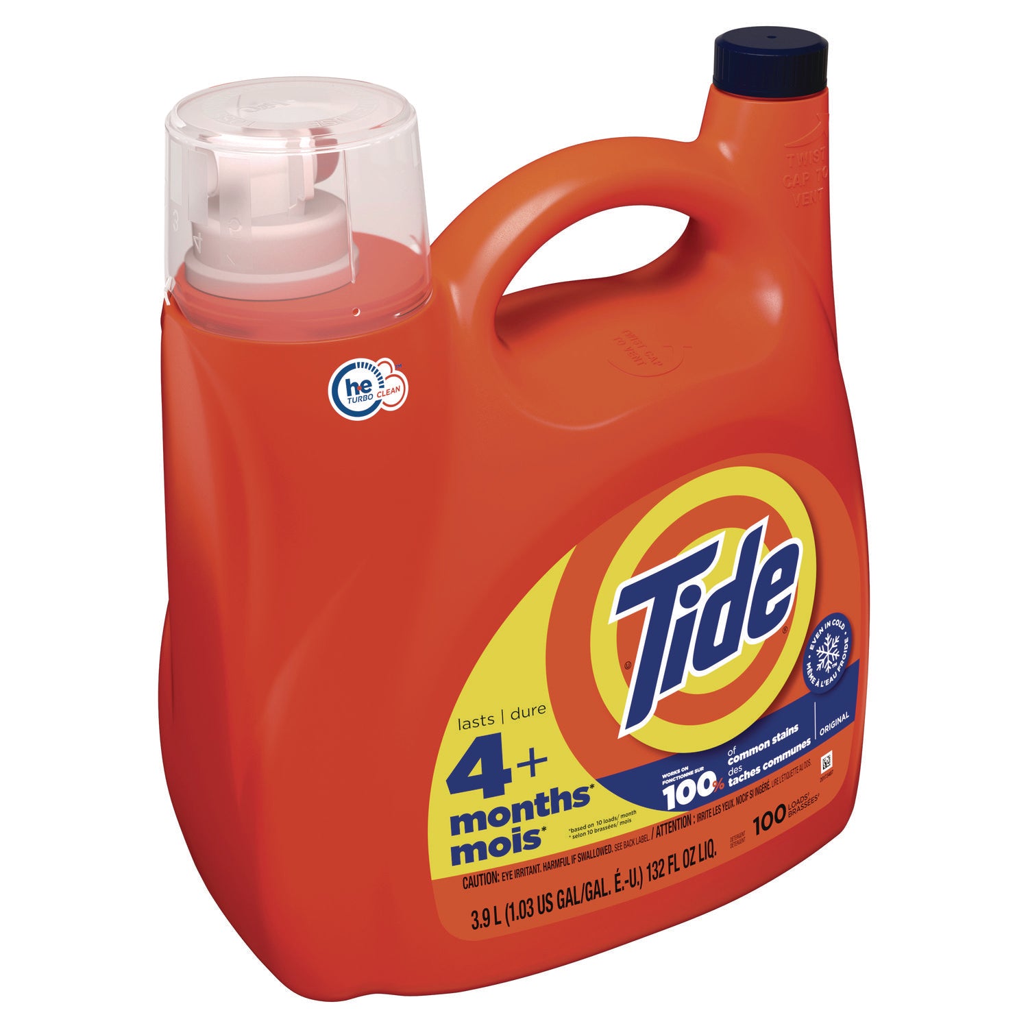 Tide® Liquid Laundry Detergent, Original Scent, 132 oz Pour Bottle, 4/Carton