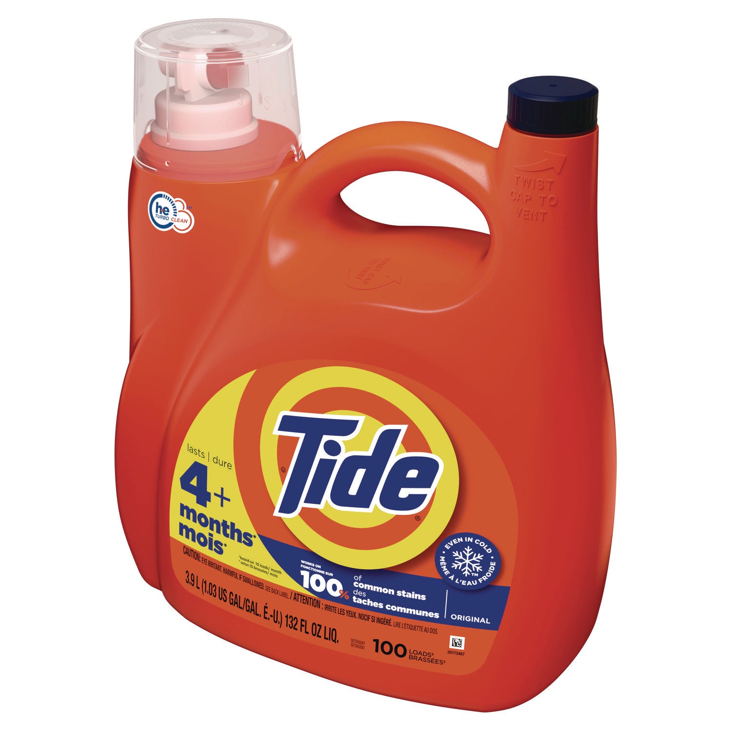 Tide® Liquid Laundry Detergent, Original Scent, 132 oz Pour Bottle, 4/Carton