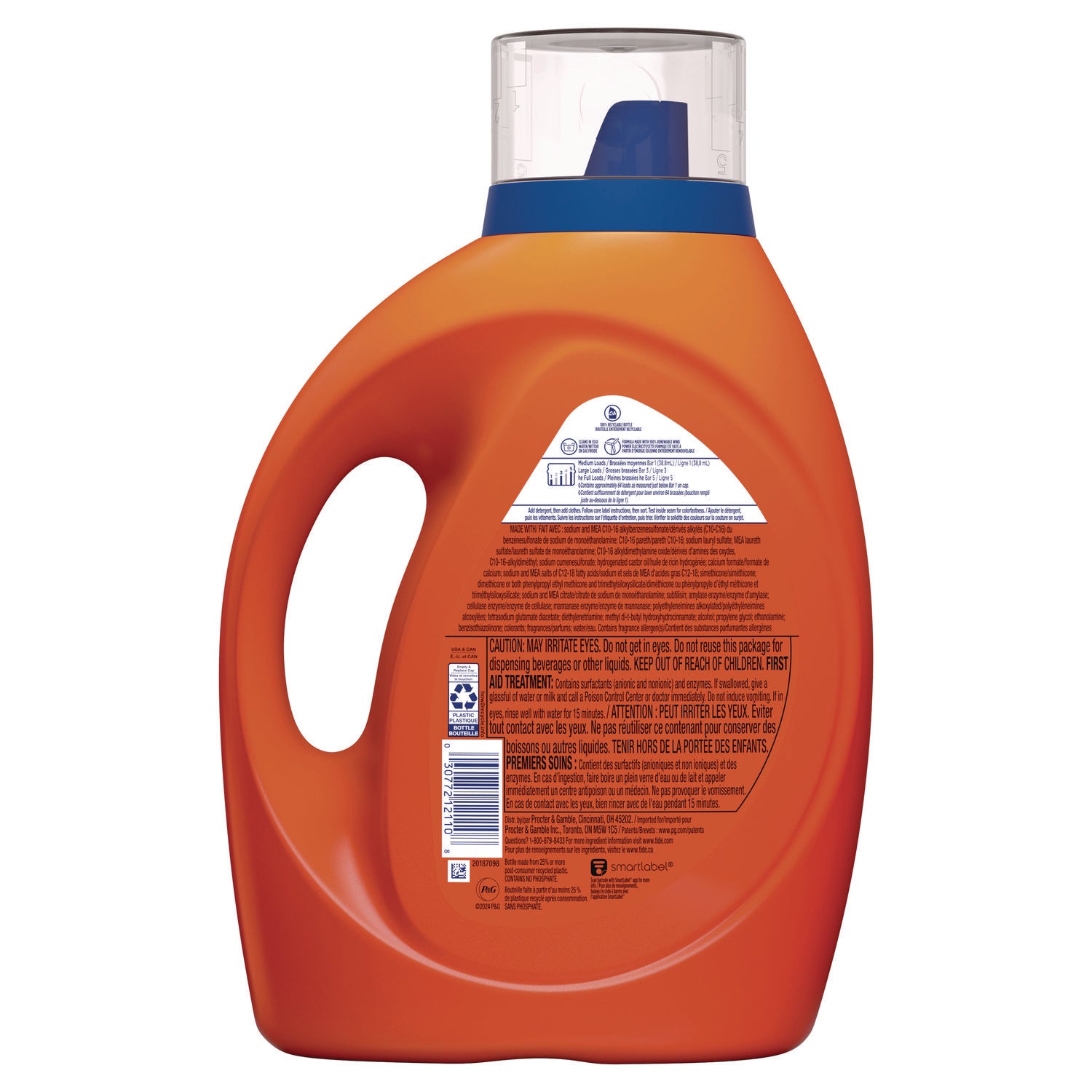 Tide® HE Laundry Detergent, Original Scent, Liquid, 64 Loads, 84 oz Bottle, 4/Carton