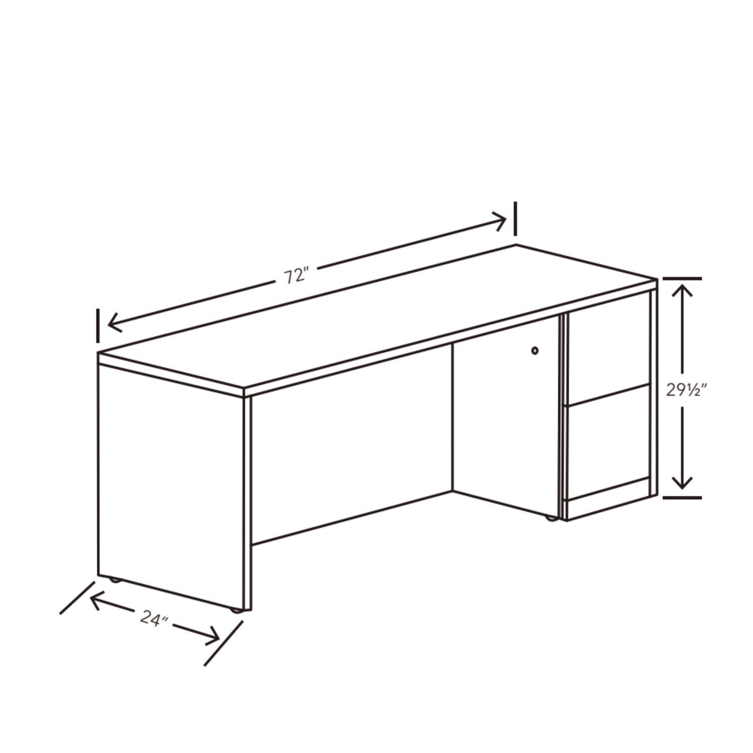 HON® 10500 Series Full-Height Right Pedestal Credenza, 72w x 24d x 29.5h, Mahogany