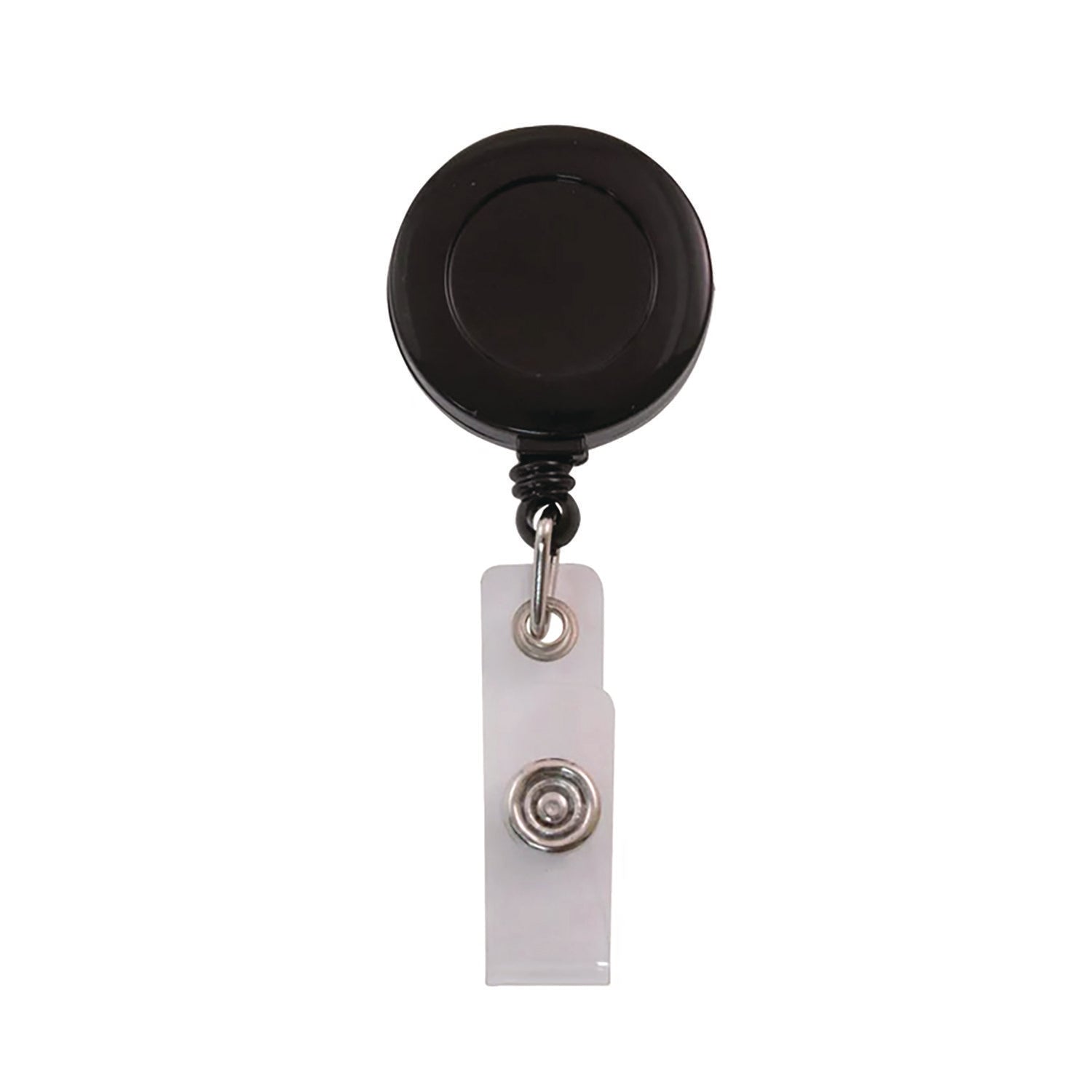 Clip-On Badge Reel, Extends 30", Black, 25/Pack