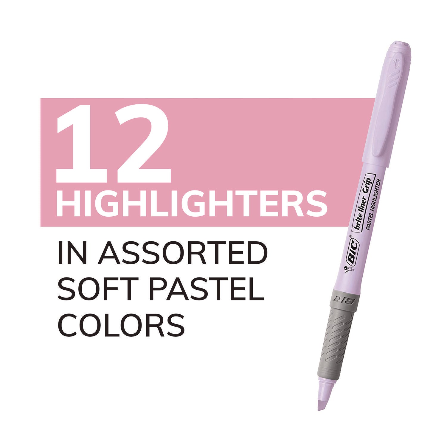 Brite Liner Grip Pocket Highlighter, Assorted Ink Colors, Chisel Tip, Assorted Barrel Colors, Dozen BIC® Flipcost