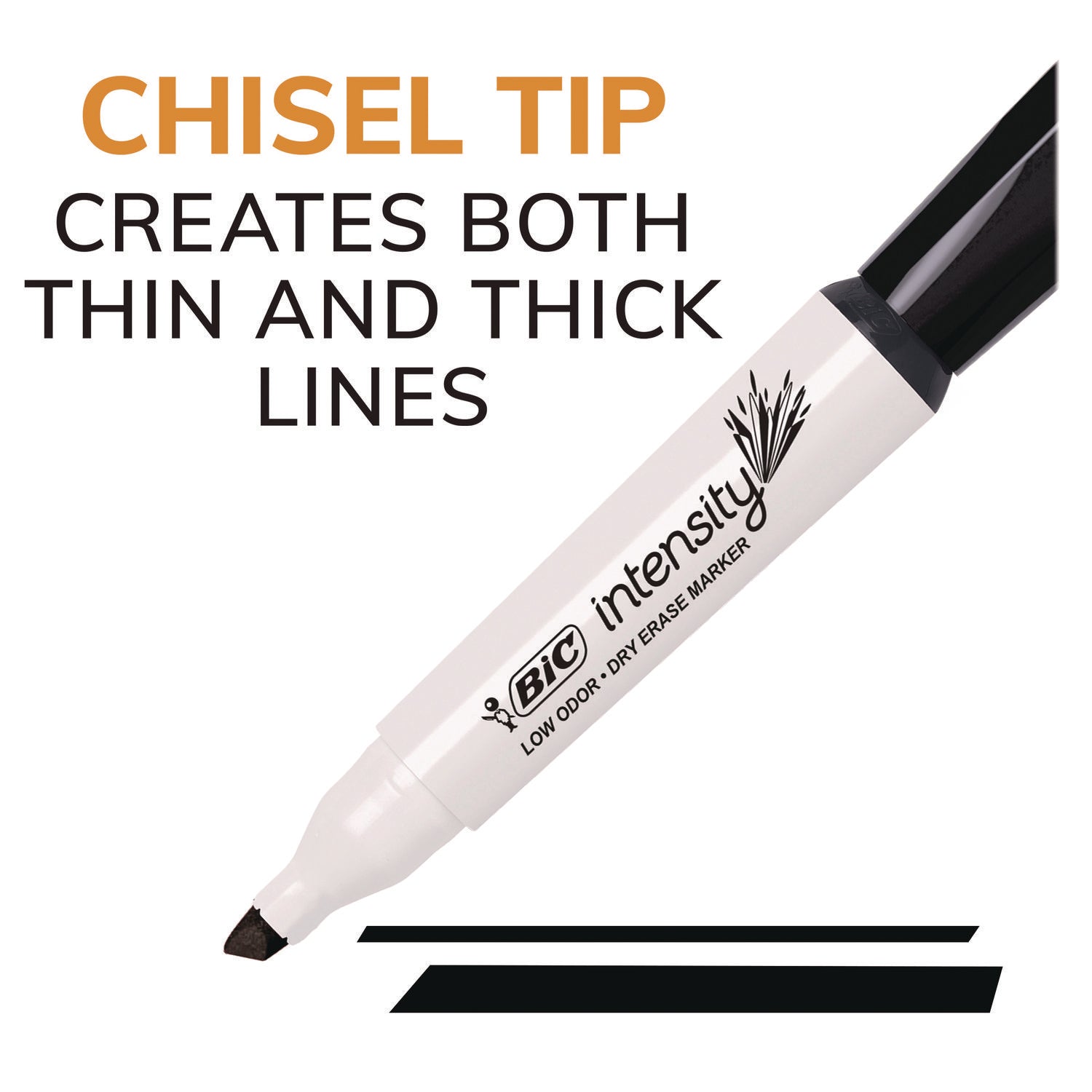 Intensity Low Odor Chisel Tip Dry Erase Marker, Broad Chisel Tip, Assorted Colors, Dozen BIC® Flipcost