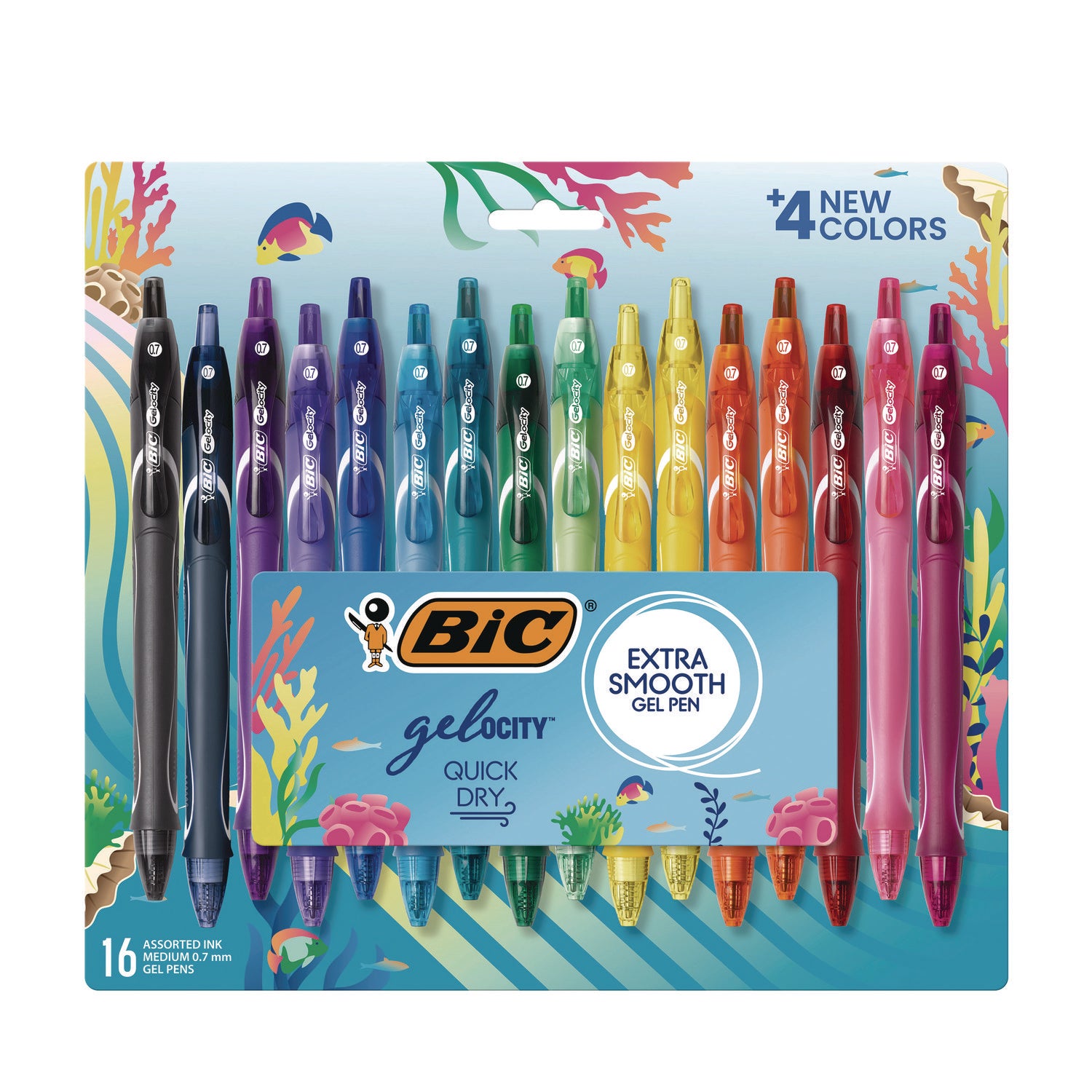 Gel-ocity Quick Dry Gel Pen, Retractable, Medium 0.7 mm, 16 Assorted Ink and Barrel Colors, 16/Pack