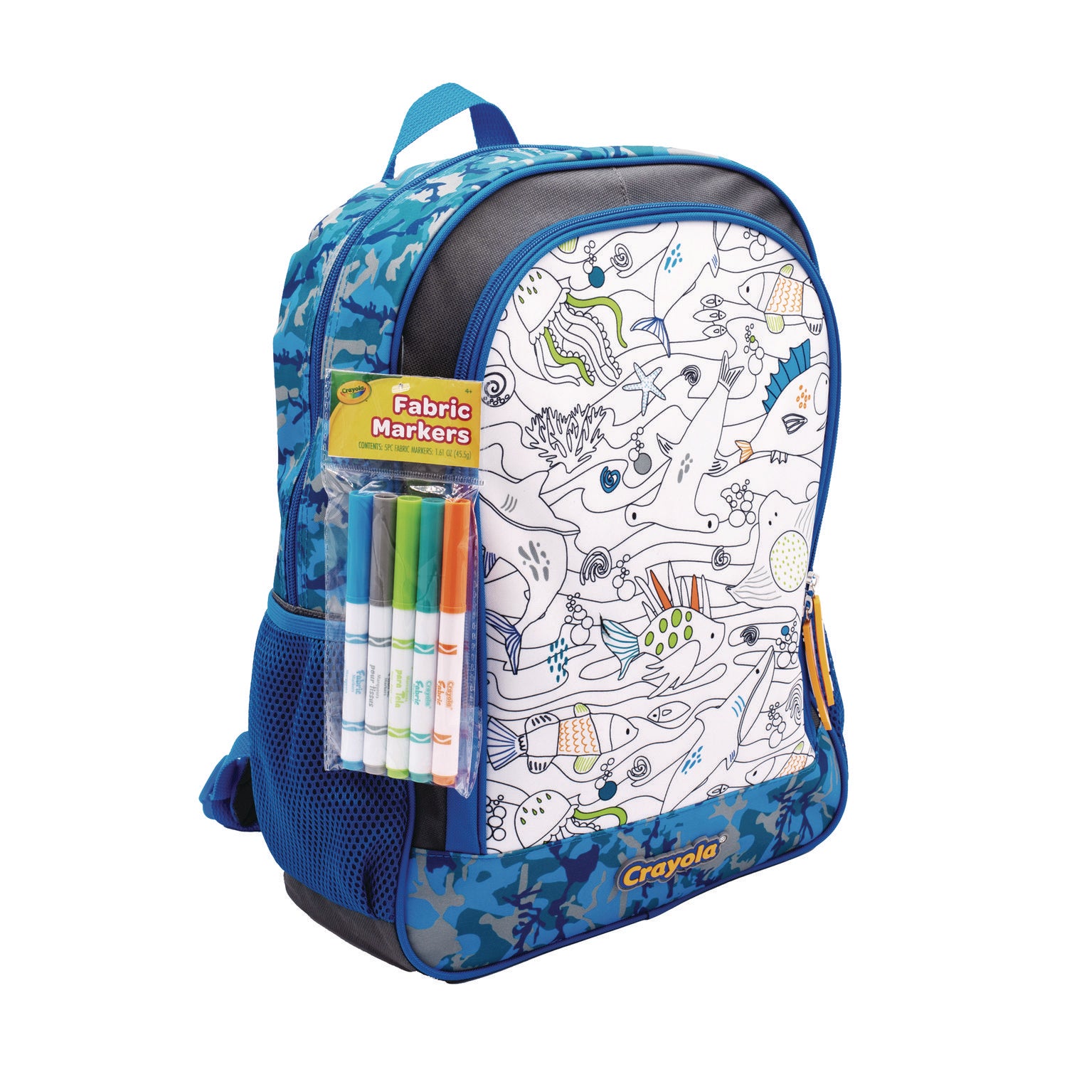 Color-Your-Own Backpack, Oceanfront, 15 x 5 x 16, Blue/Black Crayola® Flipcost