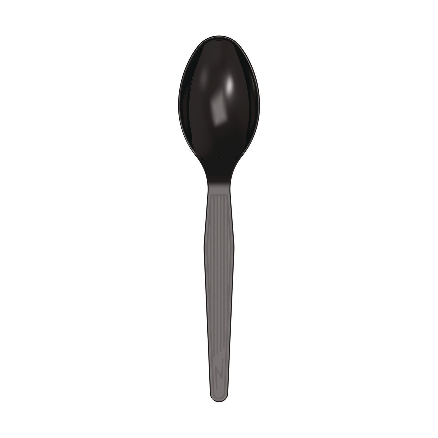 Mediumweight Polystyrene Wrapped Cutlery, Teaspoon, Black, 1,000/Carton