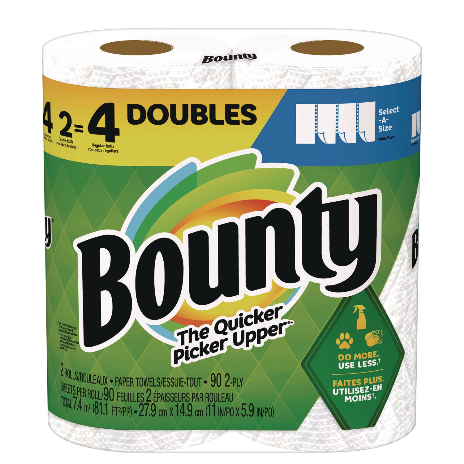 Select-a-Size Kitchen Roll Paper Towels, 2-Ply, 5.9 x 11, 90 Sheets/Roll, 2 Double Rolls/Pack