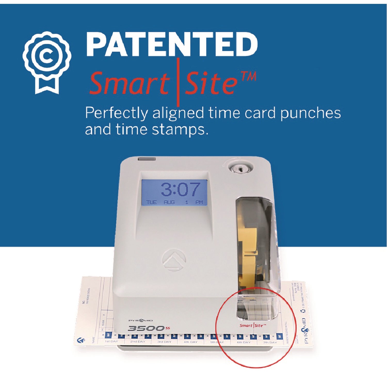 3500 Smart Site Punch Card Time Clock System, DC Powered Operation, Light Gray Pyramid Technologies Flipcost