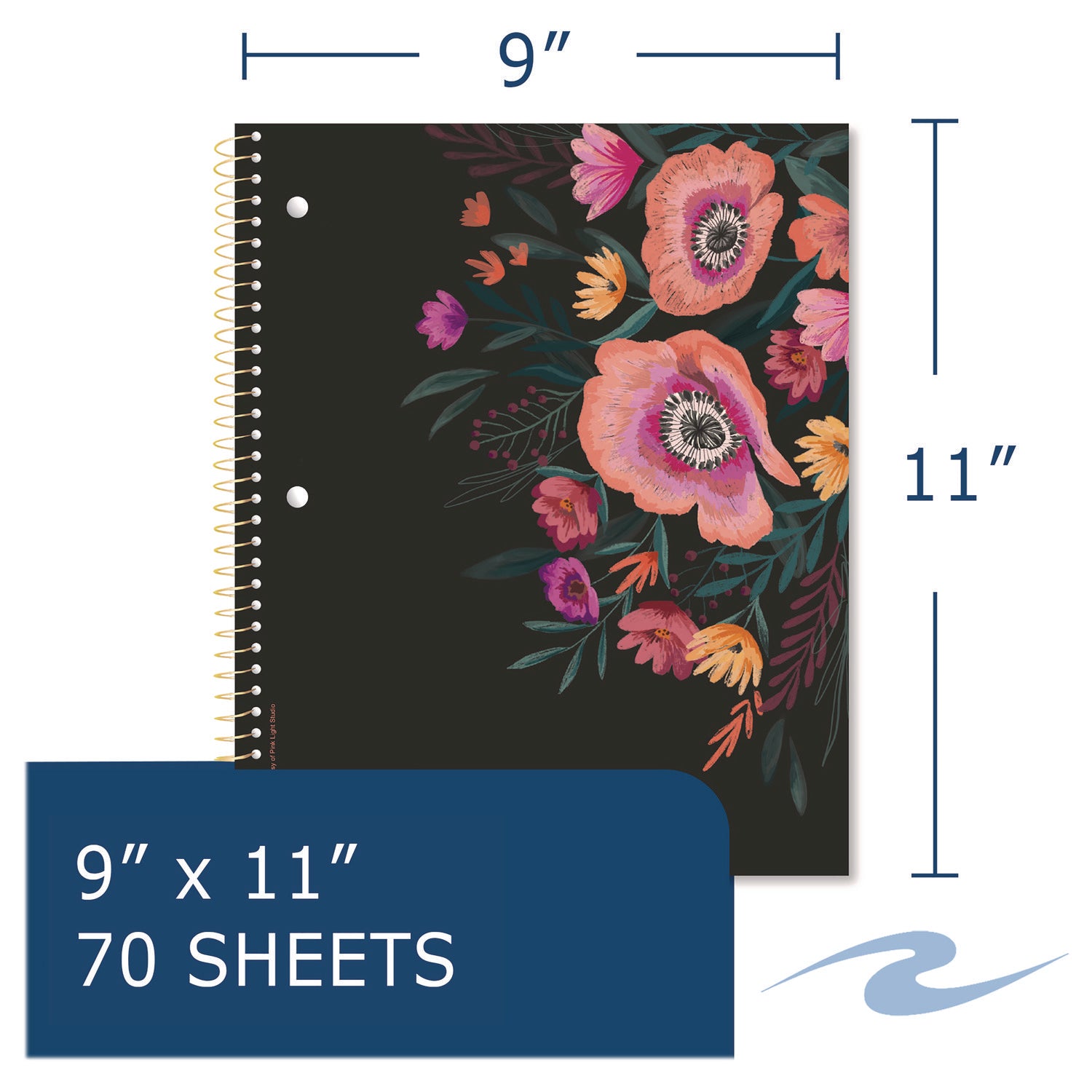 Studio Series Notebook, 1-Subject, College Rule, Assorted Cover Set 3, (70) 11 x 9 Sheets Roaring Spring® Flipcost