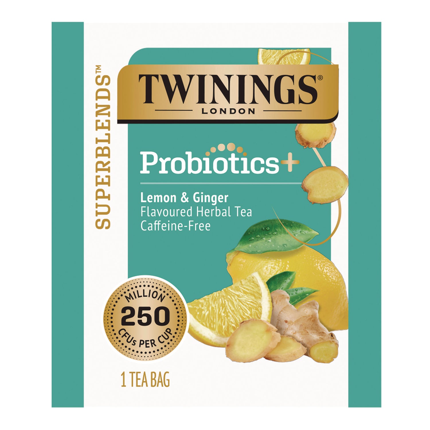 Probiotics Lemon and Ginger Herbal Tea Bags, 0.05 oz, 18/Box TWININGS® Flipcost