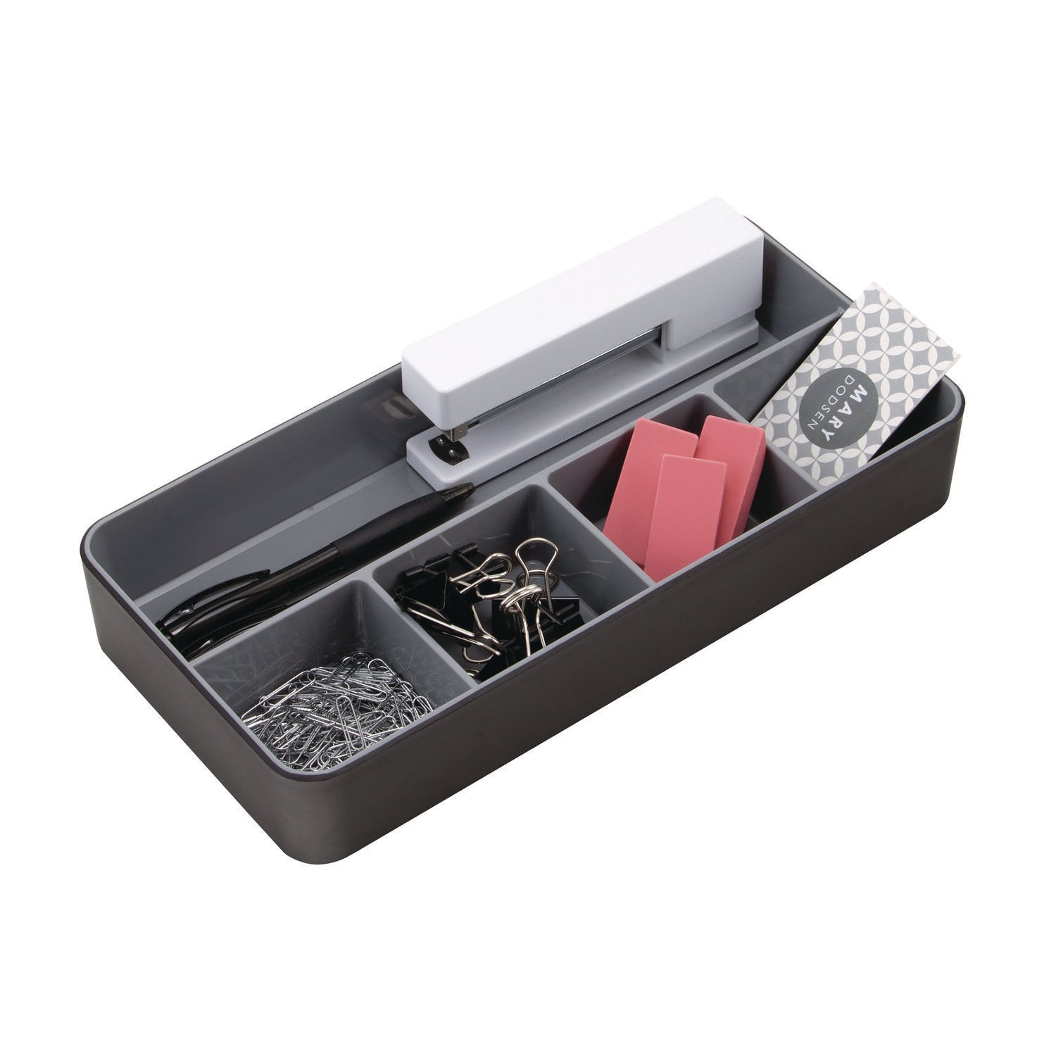 Fusion Five-Compartment Plastic Accessory Holder, Plastic, 12.25 x 6 x 2, Black/Gray Advantus Flipcost