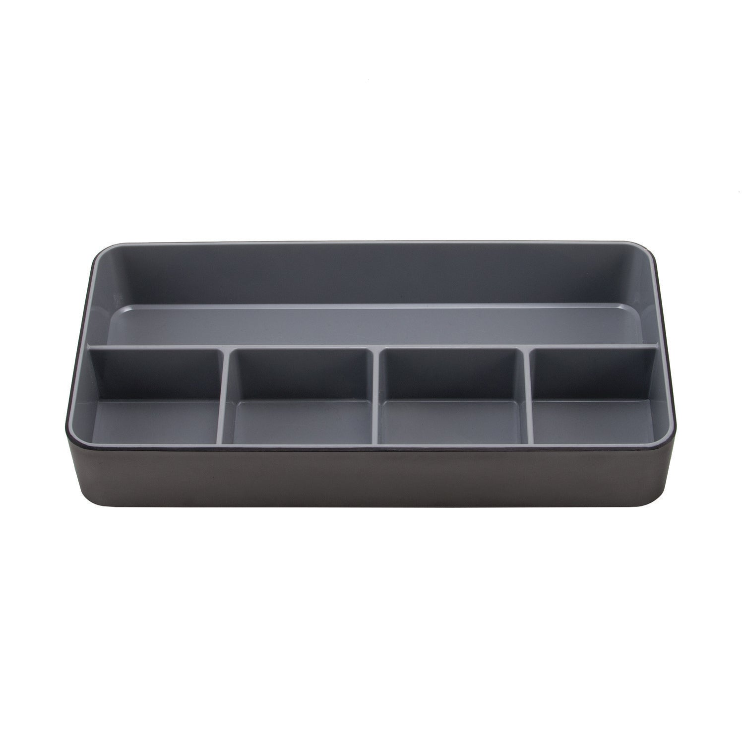 Fusion Five-Compartment Plastic Accessory Holder, Plastic, 12.25 x 6 x 2, Black/Gray