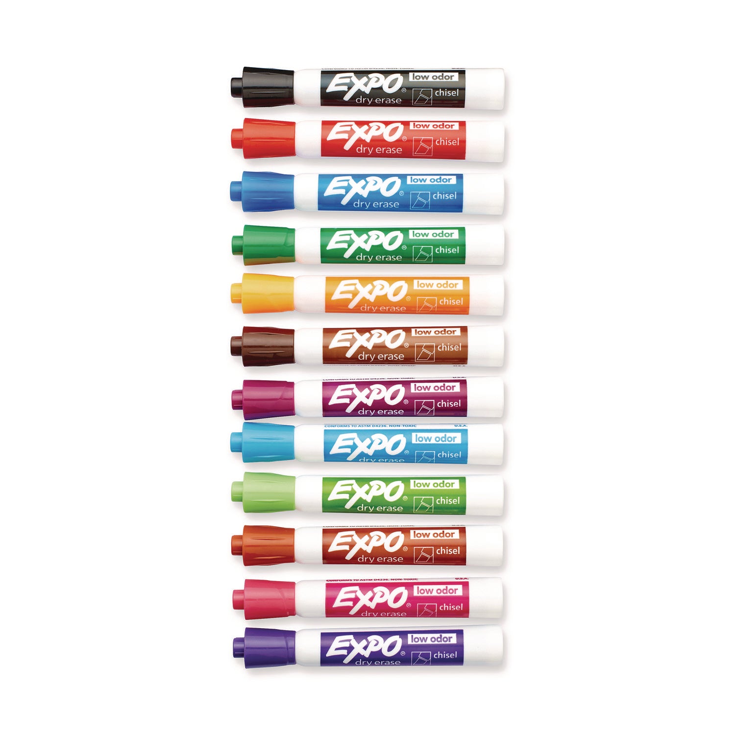 Low-Odor Dry-Erase Marker, Broad Chisel Tip, Assorted Colors, 12/Box EXPO® Flipcost