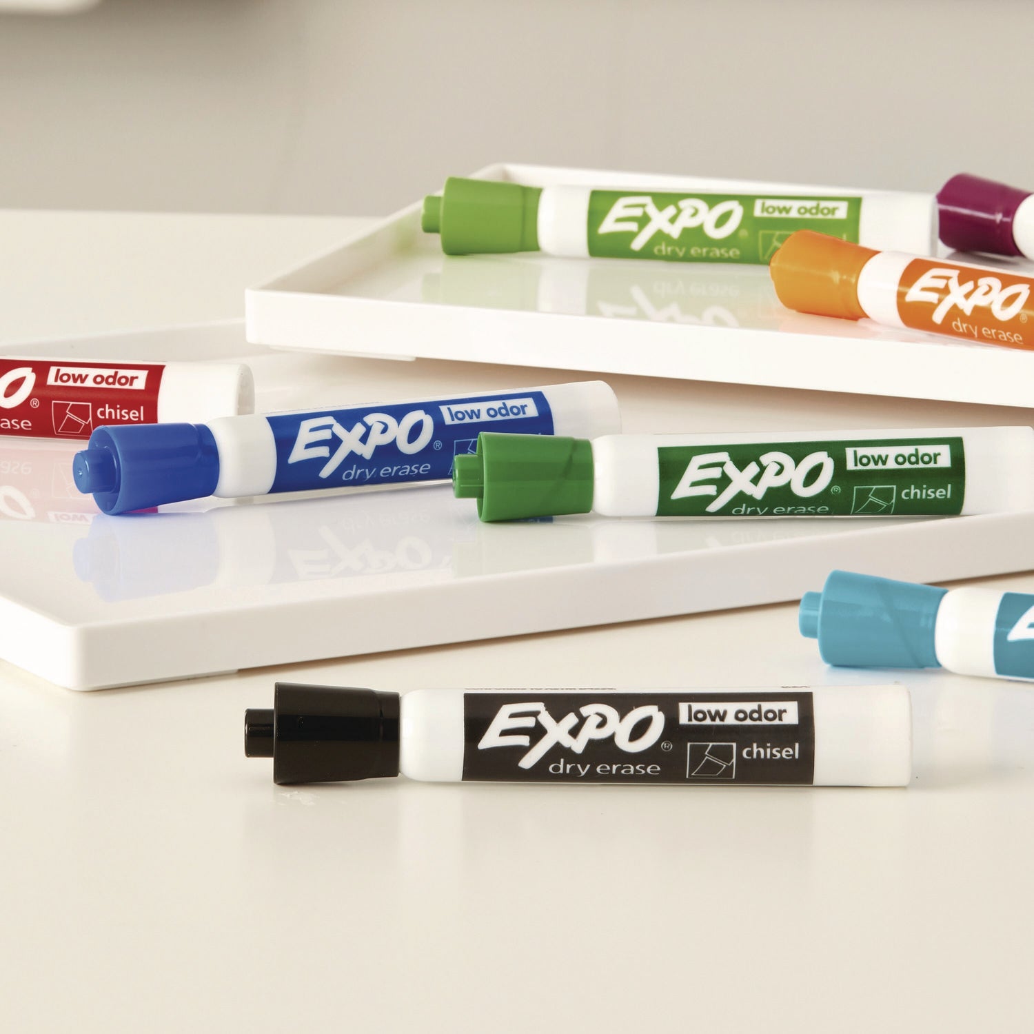 Low-Odor Dry-Erase Marker, Broad Chisel Tip, Assorted Colors, 12/Box EXPO® Flipcost