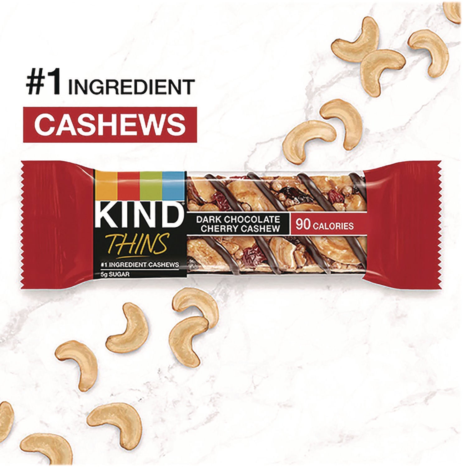 KIND Thins Bar Variety Pack, Dark Chocolate Cherry Cashew; Peanut Butter Dark Chocolate, 0.74 oz, 20/Box