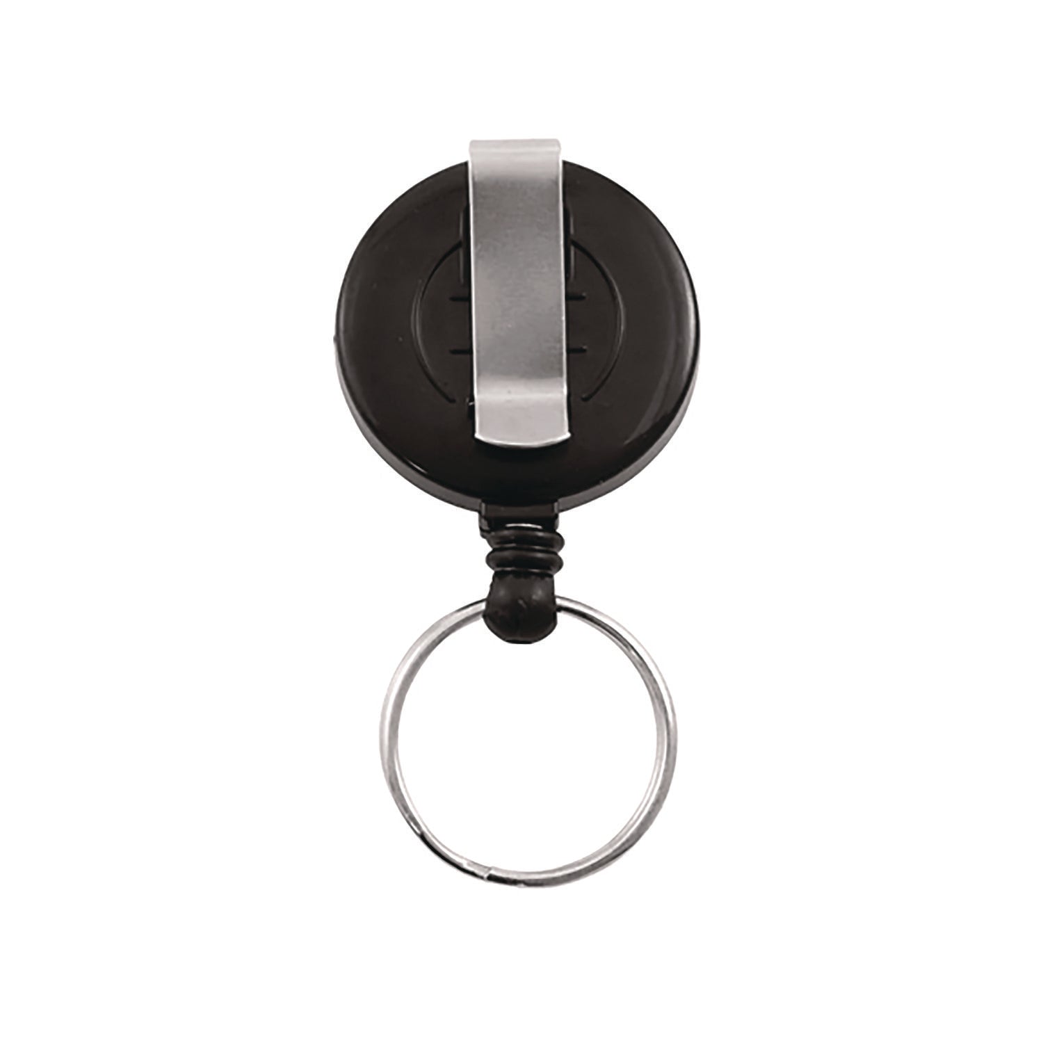 Badge Reel with Split Key Ring, Extends 30", Black, 12/Box Advantus Flipcost