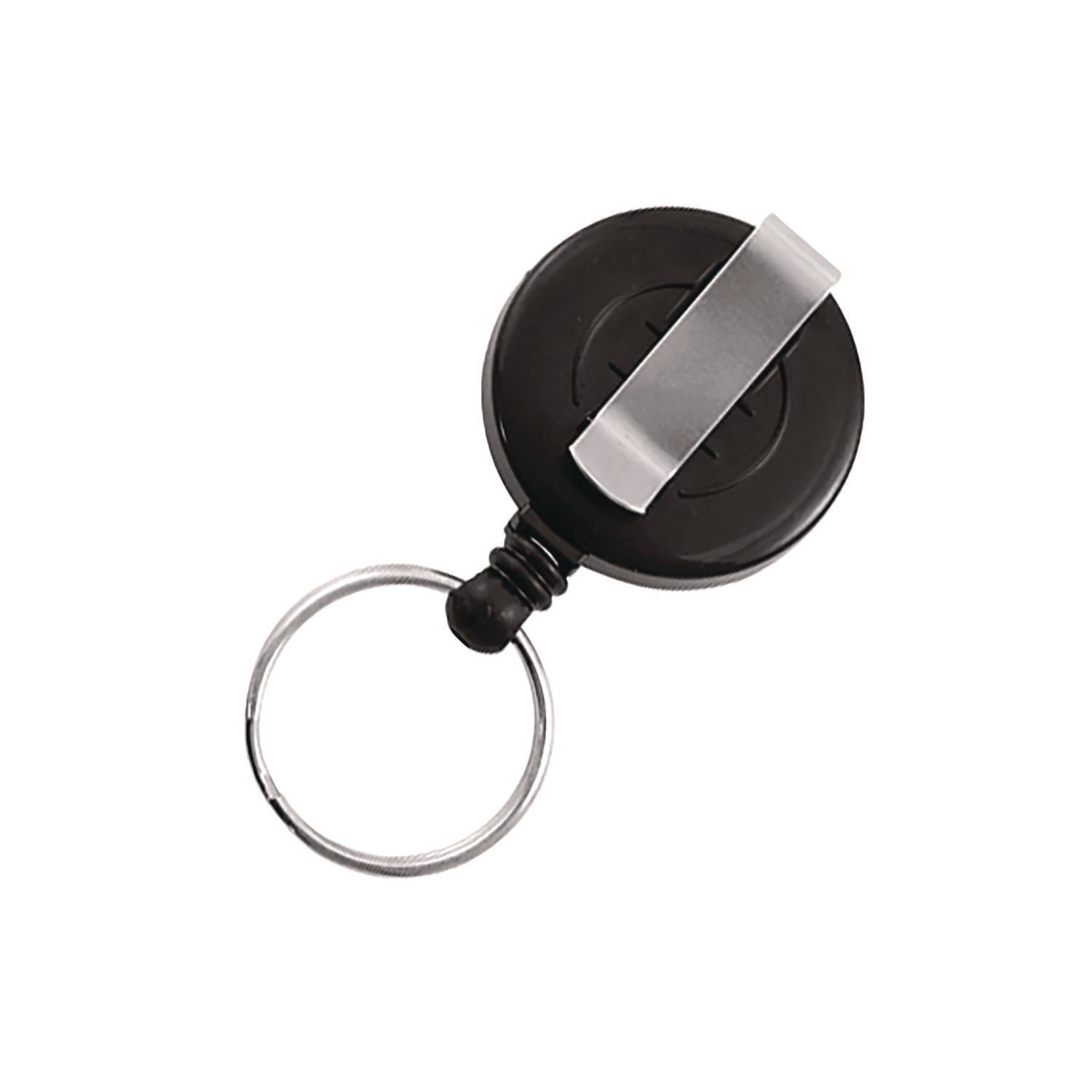 Badge Reel with Split Key Ring, Extends 30", Black, 12/Box Advantus Flipcost