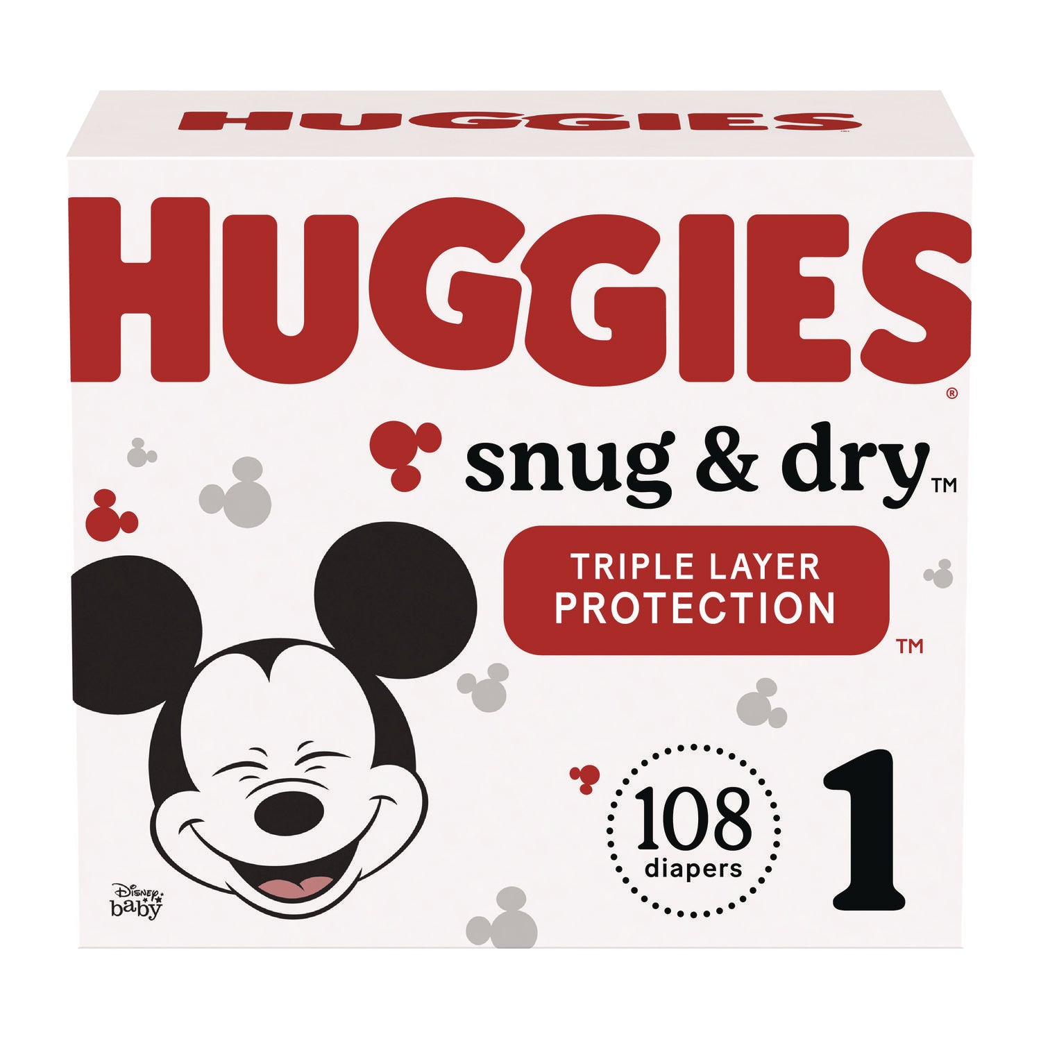 Snug and Dry Diapers, Size 1, 8 lbs to 14 lbs, 108/Carton