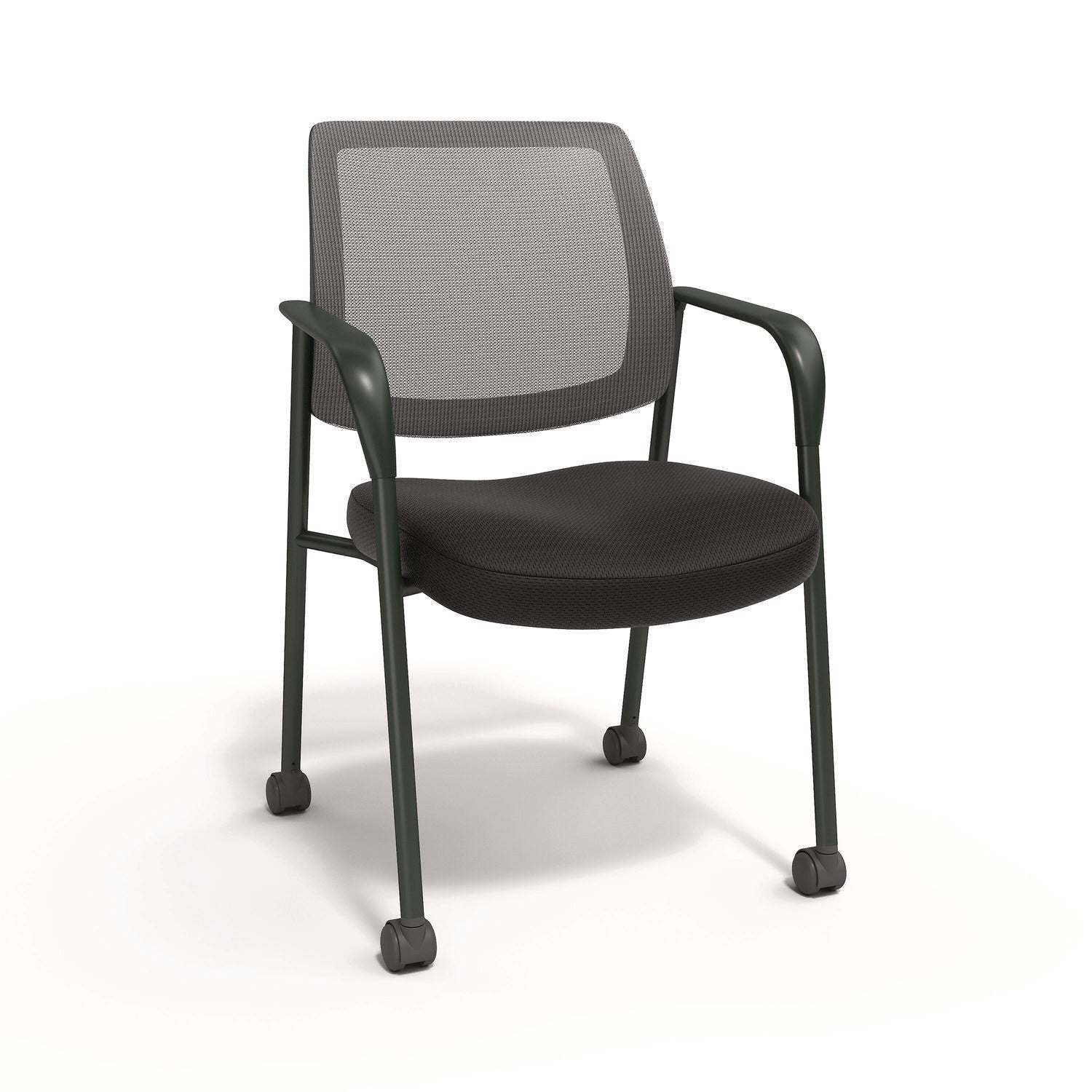 Essentials Mesh Back Fabric Guest Chair, 24.41" x 23.62" x 35.04", Black Seat, Black Back, Black Frame