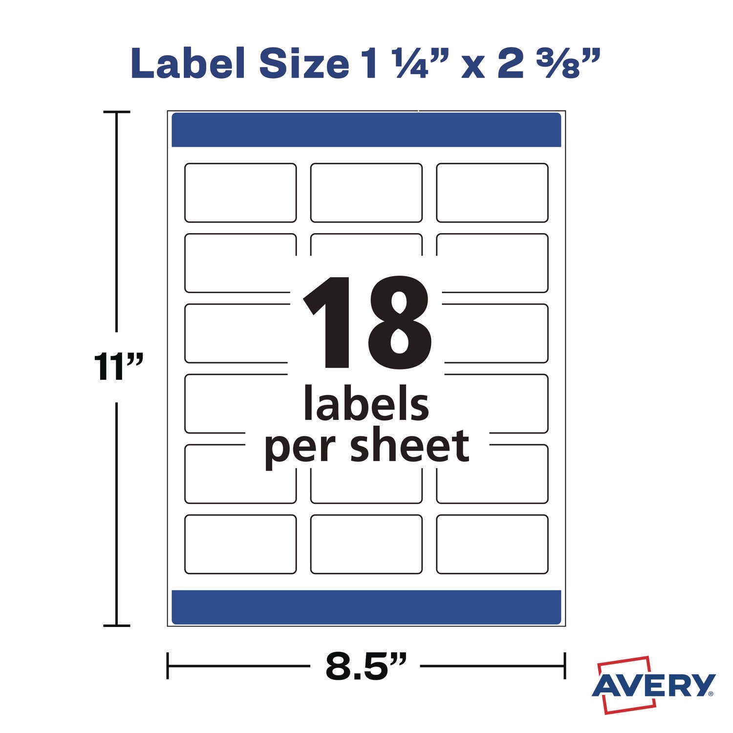 Avery® White Dissolvable Labels w/ Sure Feed, 1.25 x 2.38, White, 90/PK